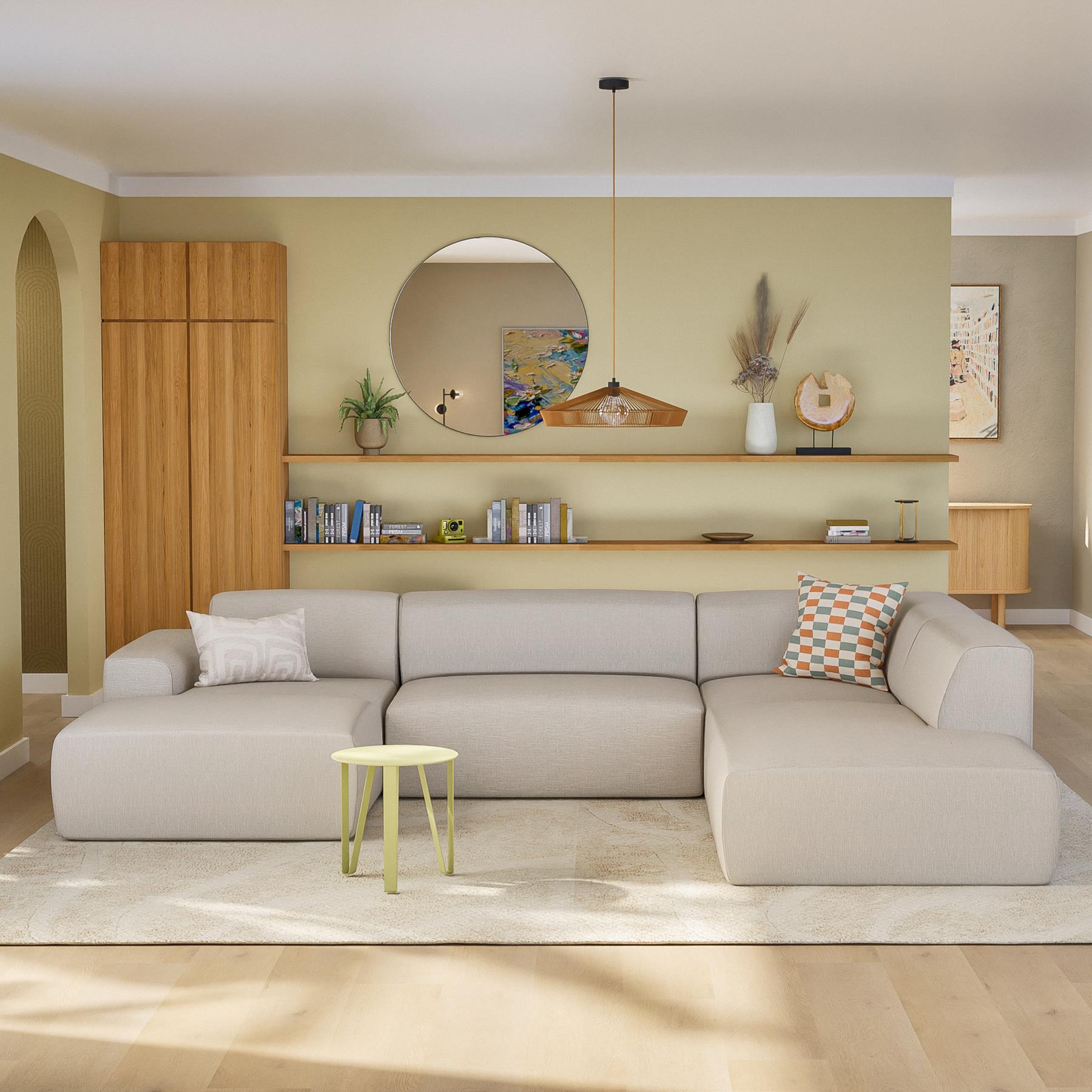 NADUVI Collection Nina U-bank Rechts - Velvet - Beige