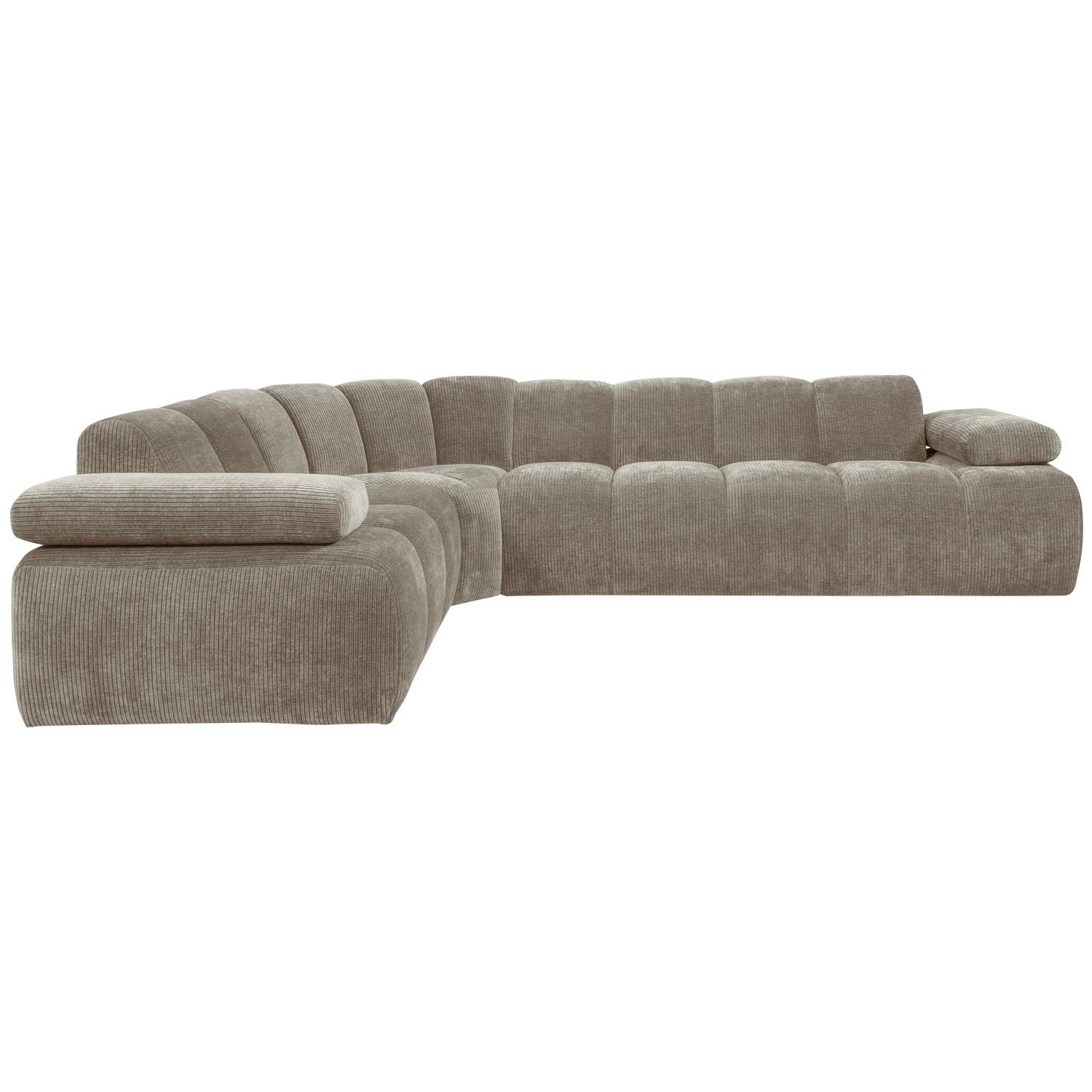WOOOD Mojo Hoekbank Links - Ribstof - Donker Zand - 74x310x230