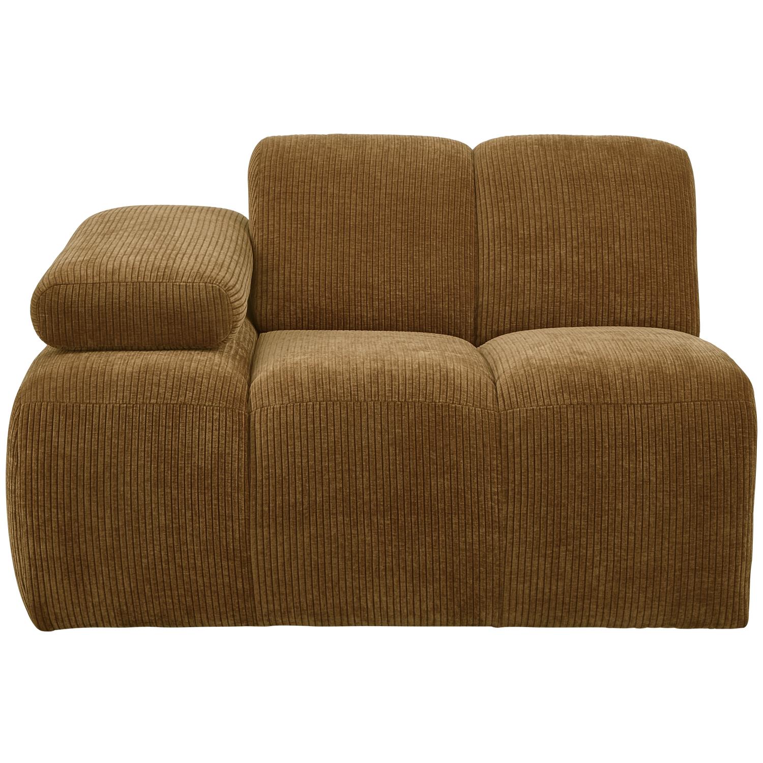 WOOOD Mojo 1-Zits Bank Met Arm Links - Ribstof - Geel - 74x120x97