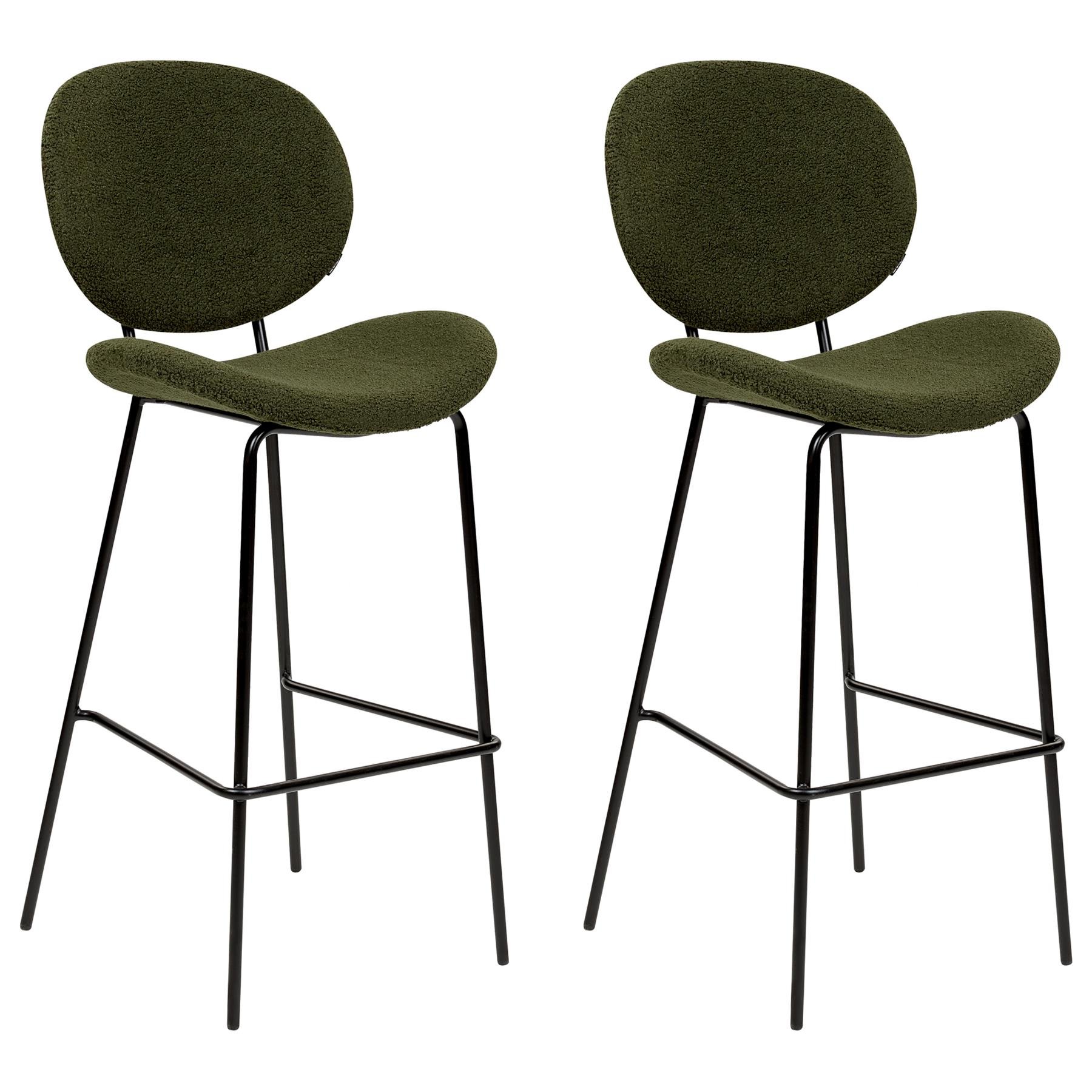 Beliani - LUANA - Barkruk set van 2 - Donkergroen - Bouclé