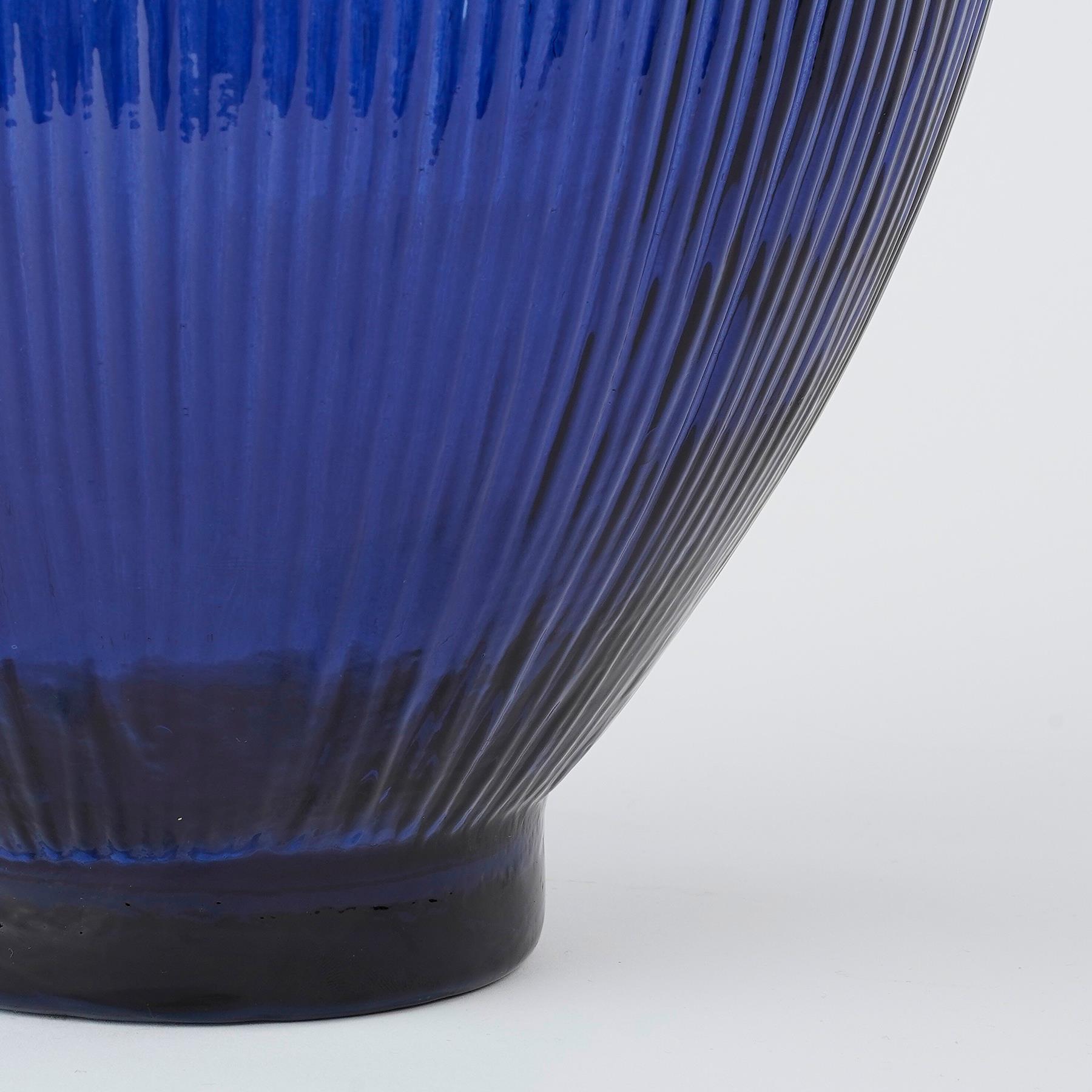 Mica Decorations Firenza Fles Vaas - H59 x Ø29 cm - Donkerblauw