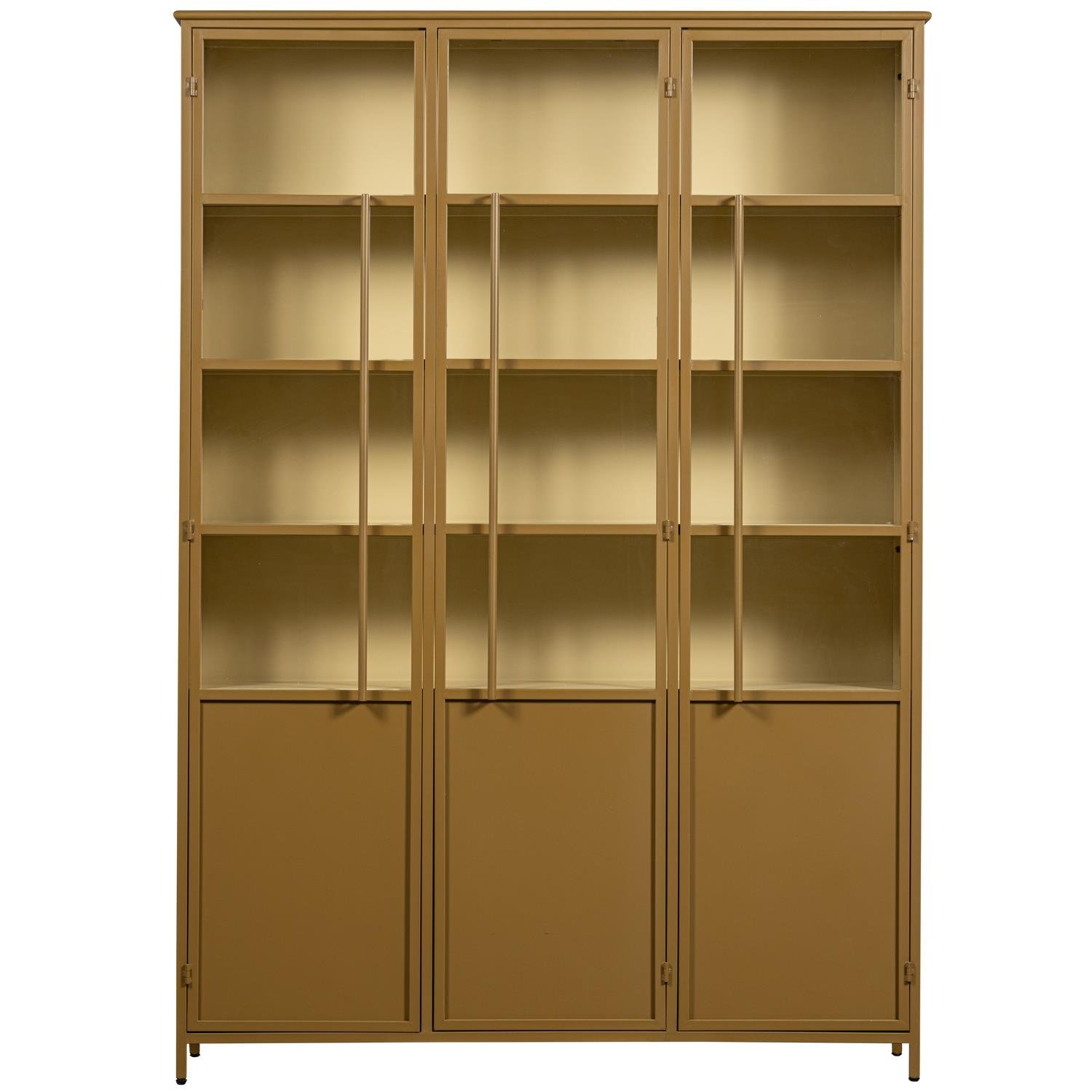 WOOOD 3-deurs vitrinekast XL Exhibit - Metaal - Geel - 200x142x44 cm