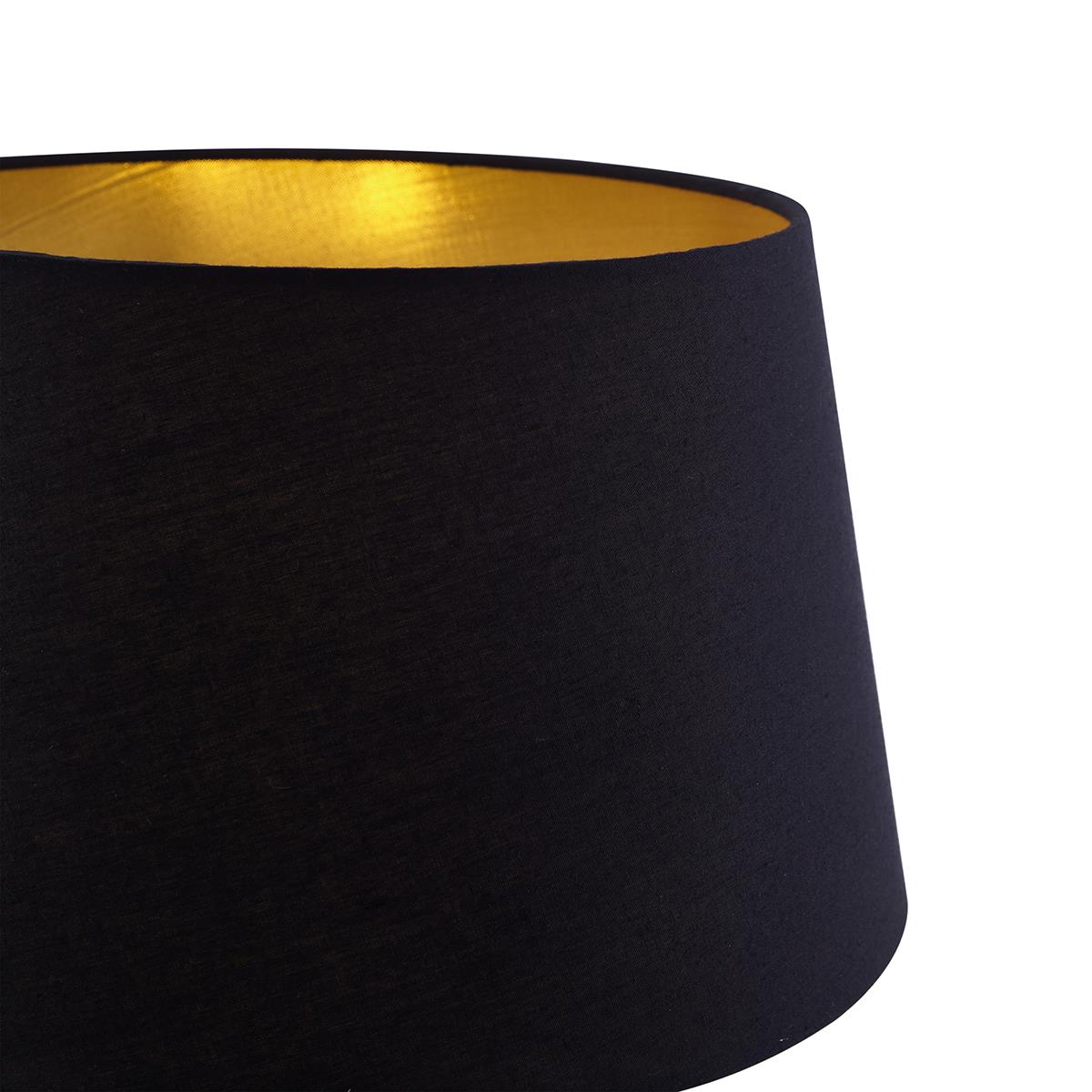 QAZQA Vloerlamp zwart met zwarte kap en verstelbare leeslamp - Ladas