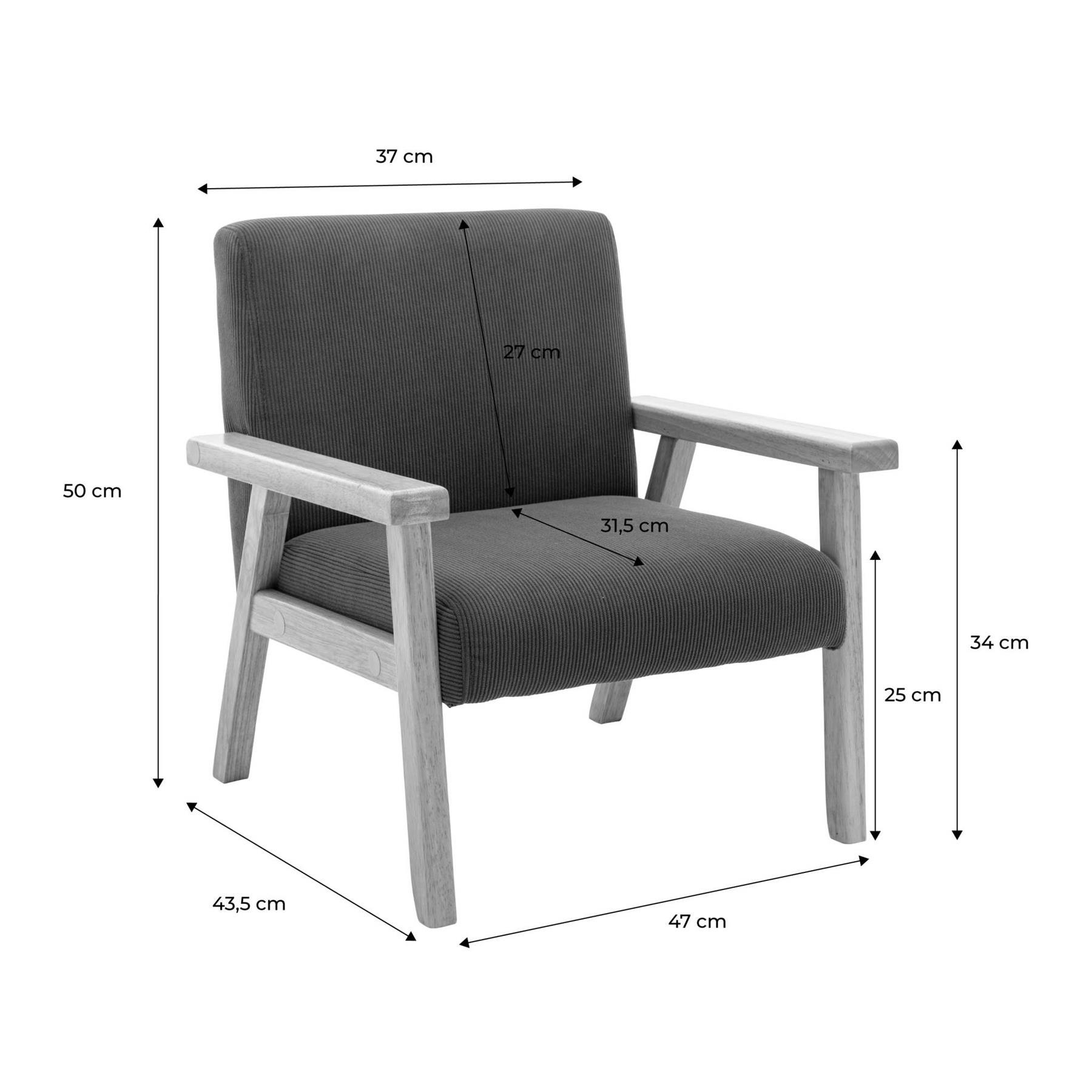sweeek - Scandinavische kinderfauteuil in corduroy en rubberhout