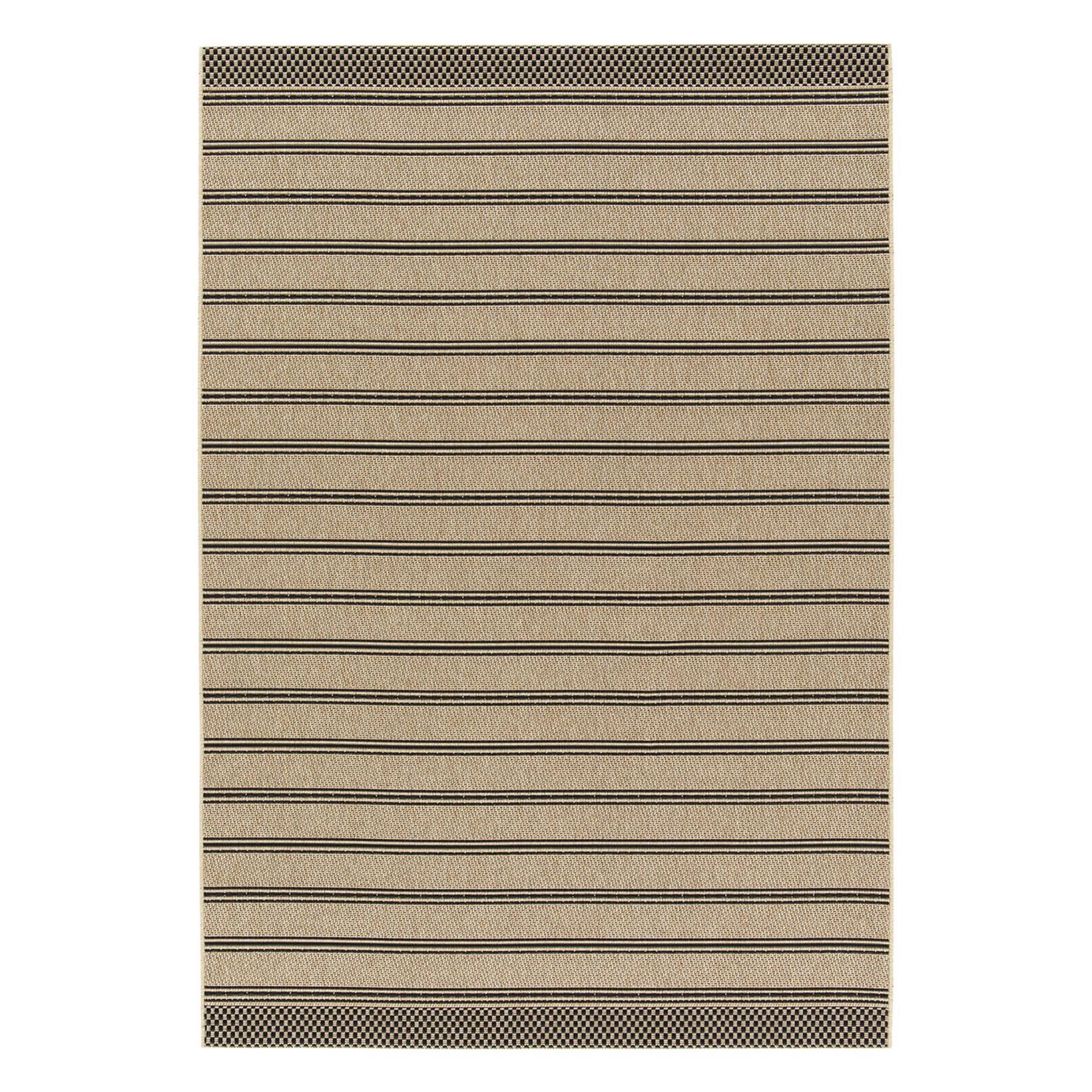 sweeek - Beige interieur|exterieur tapijt met zwarte strepen en