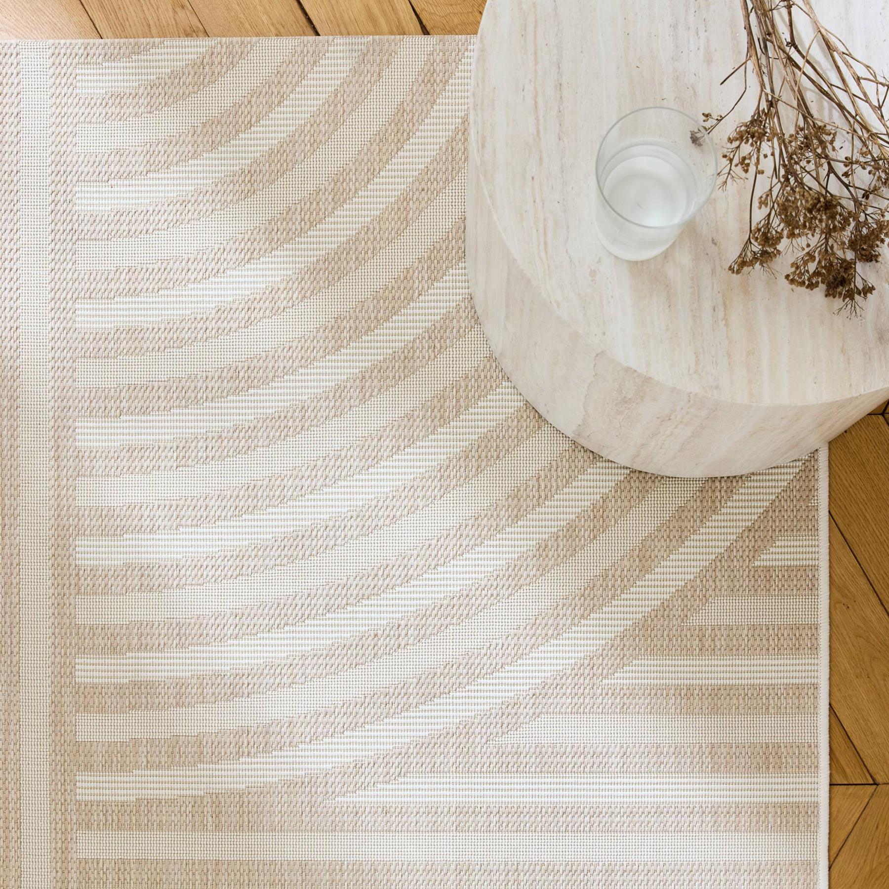 sweeek - Tapijt voor binnen en buiten, beige boogpatroon, 100%