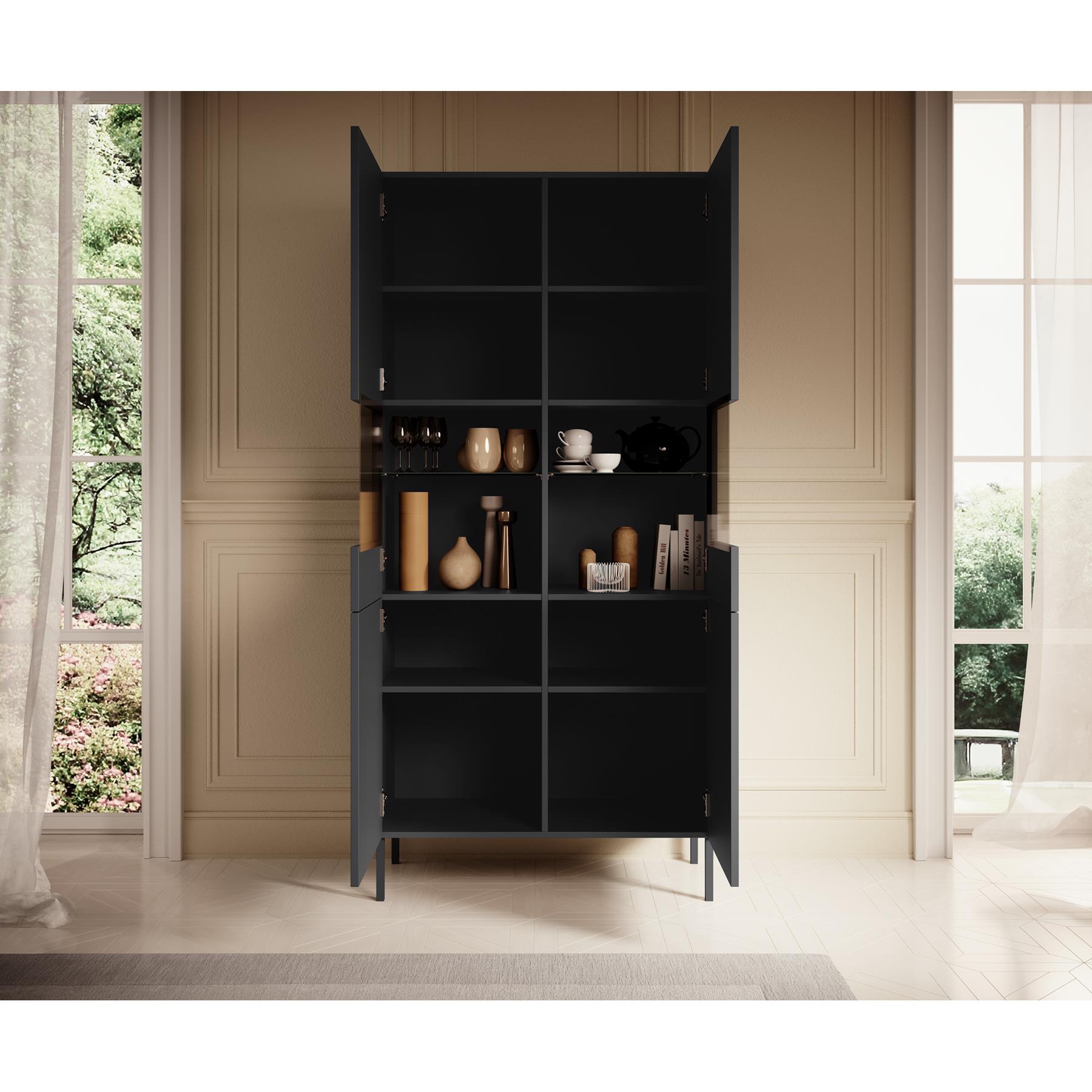 Meubella Vitrinekast Vermont - Antraciet - 90 cm