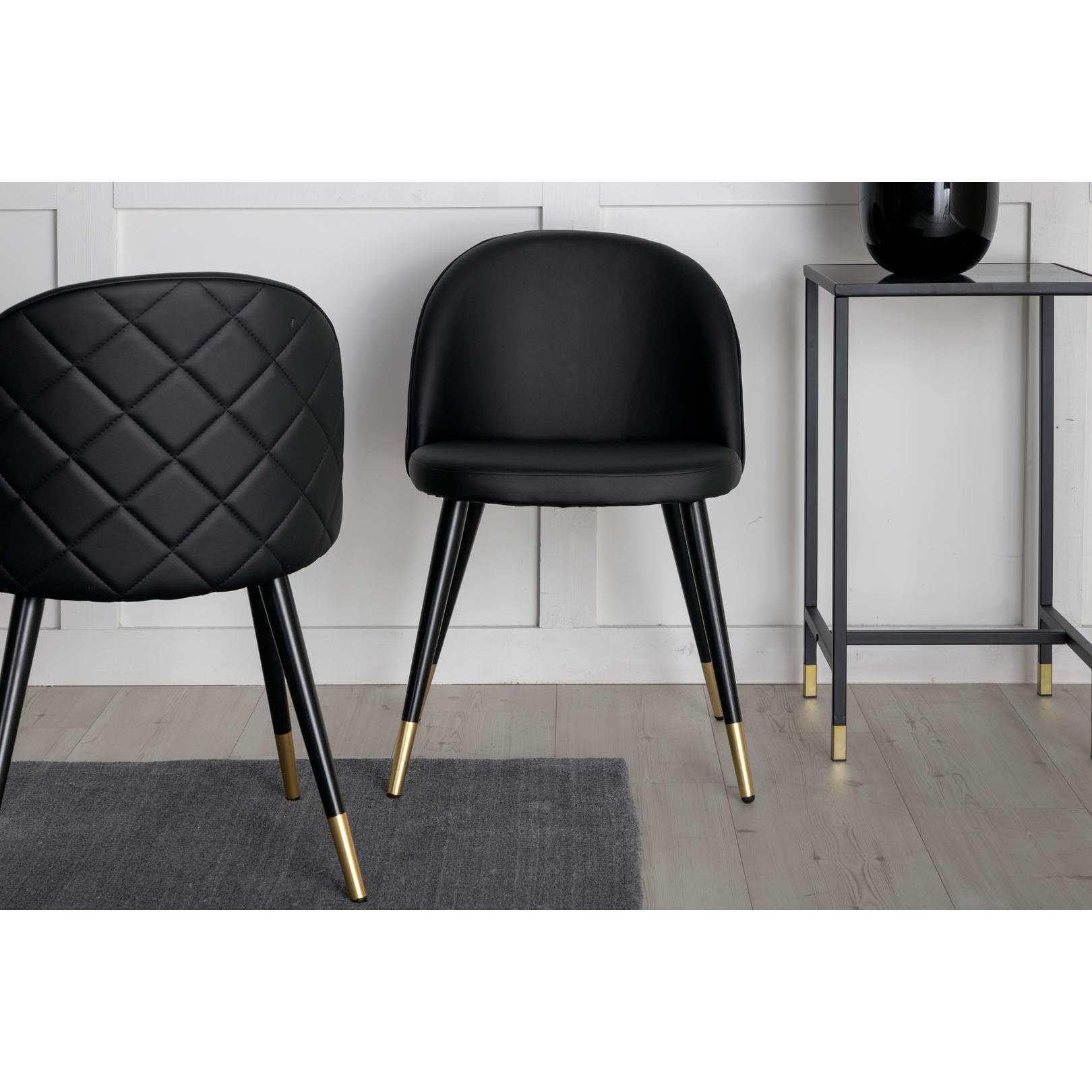 Hioshop Velvet eetkamerstoel PU kunstleer zwart.