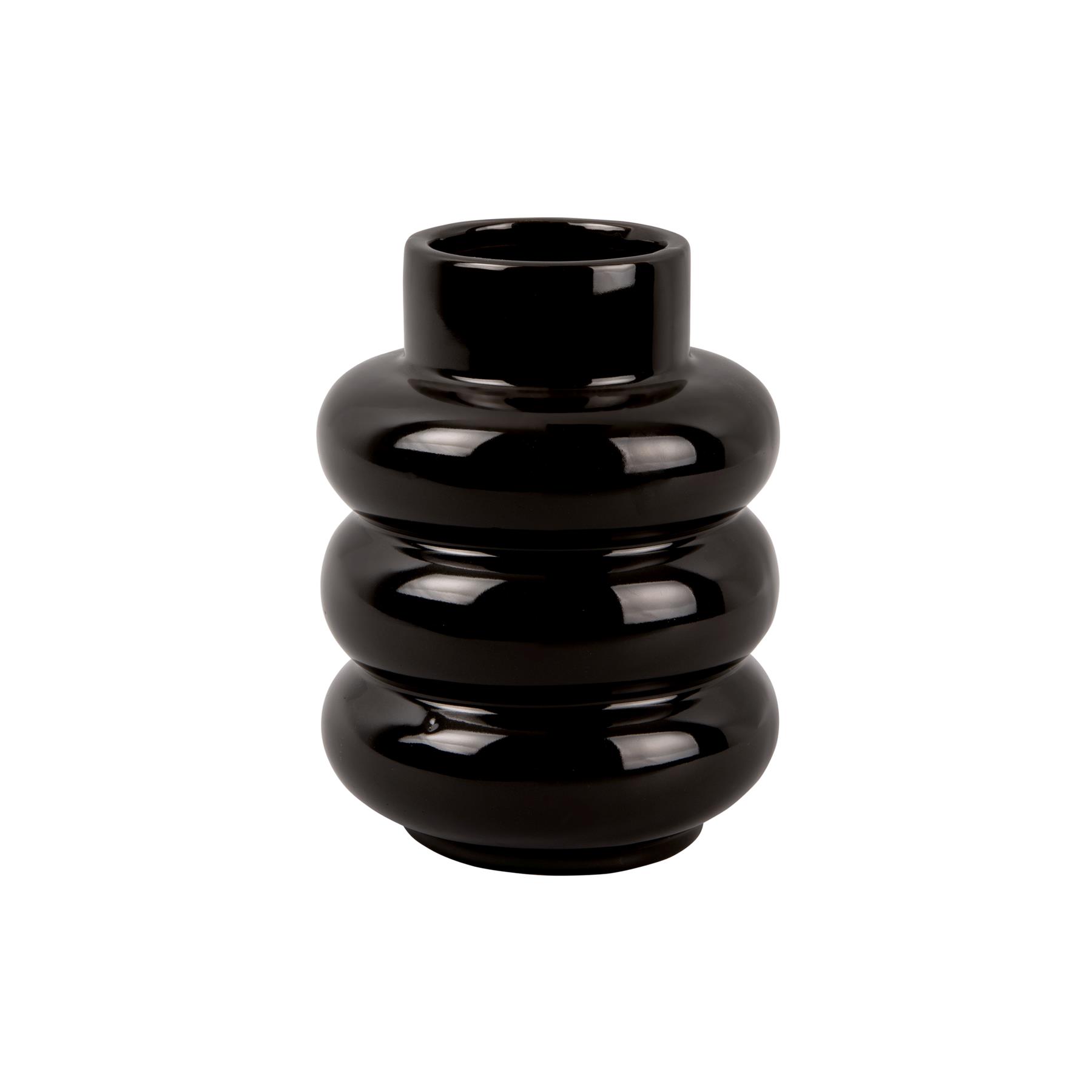 present time - Vase Bobbly Glazed ceramic medium black