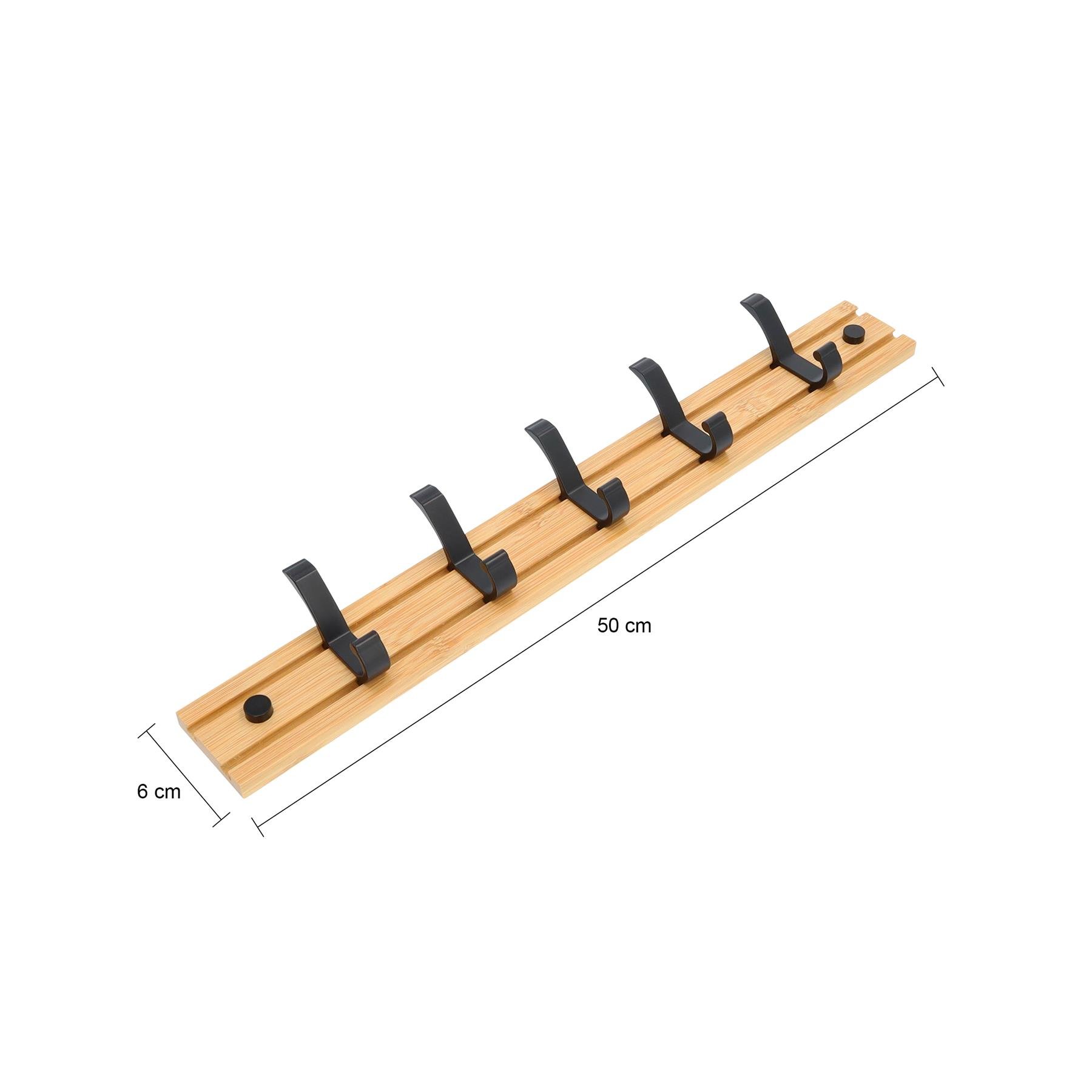 QUVIO Kapstok Bamboo verschuifbare haken hout