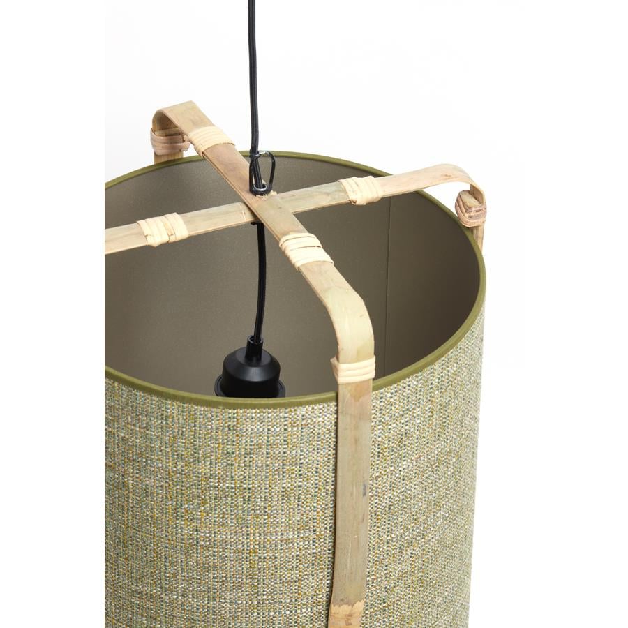 Light&living Hanglamp Ø37x66 cm SENDAI groen+bamboe naturel