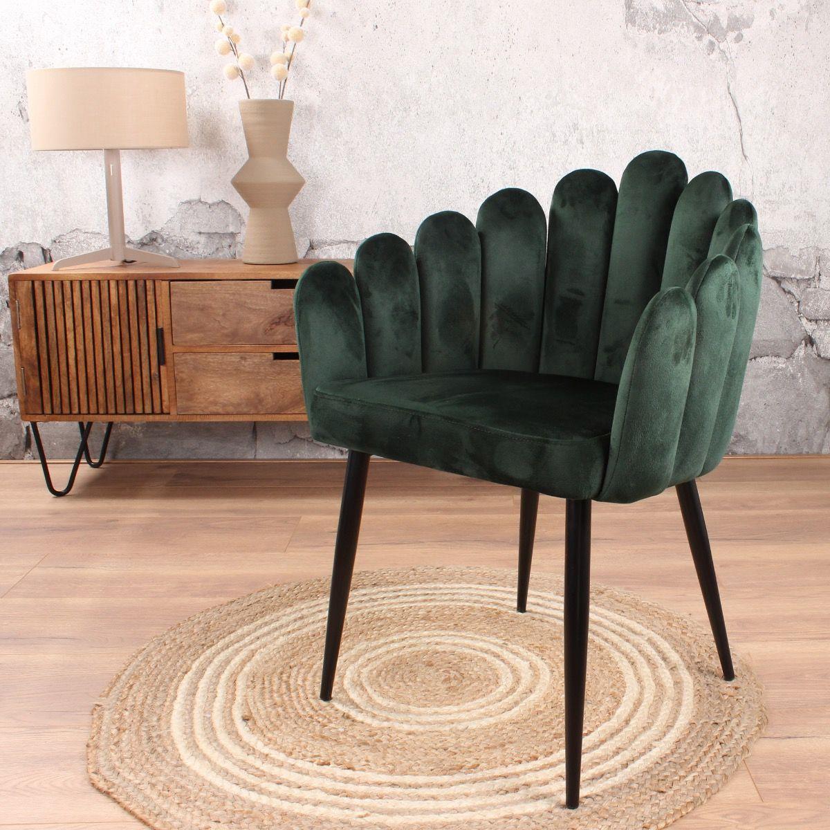 DS4U Flower eetkamerstoel velvet groen