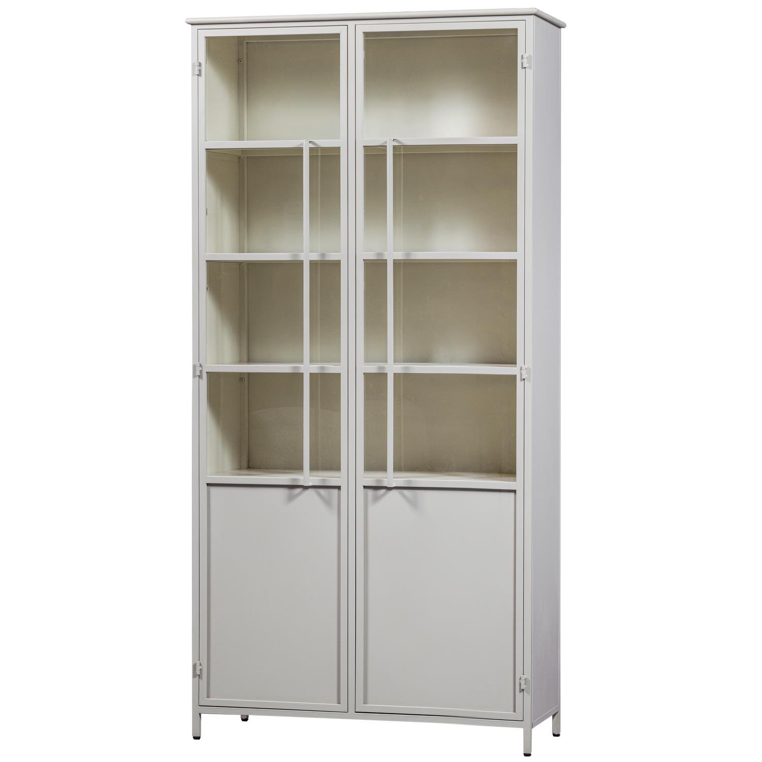 WOOOD 2-deurs vitrinekast XL Exhibit - Metaal - Zand - 200x99x44 cm