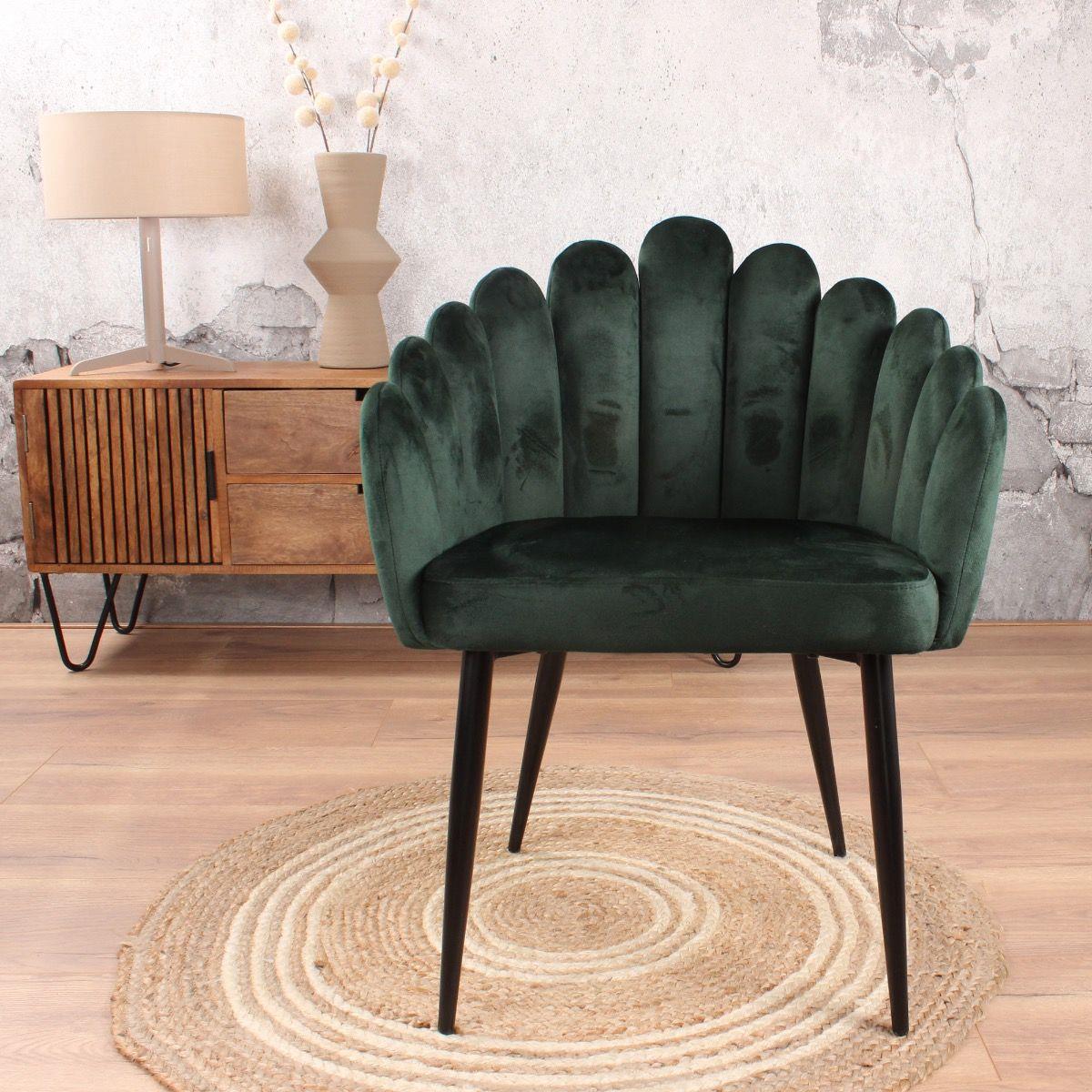 DS4U Flower eetkamerstoel velvet groen