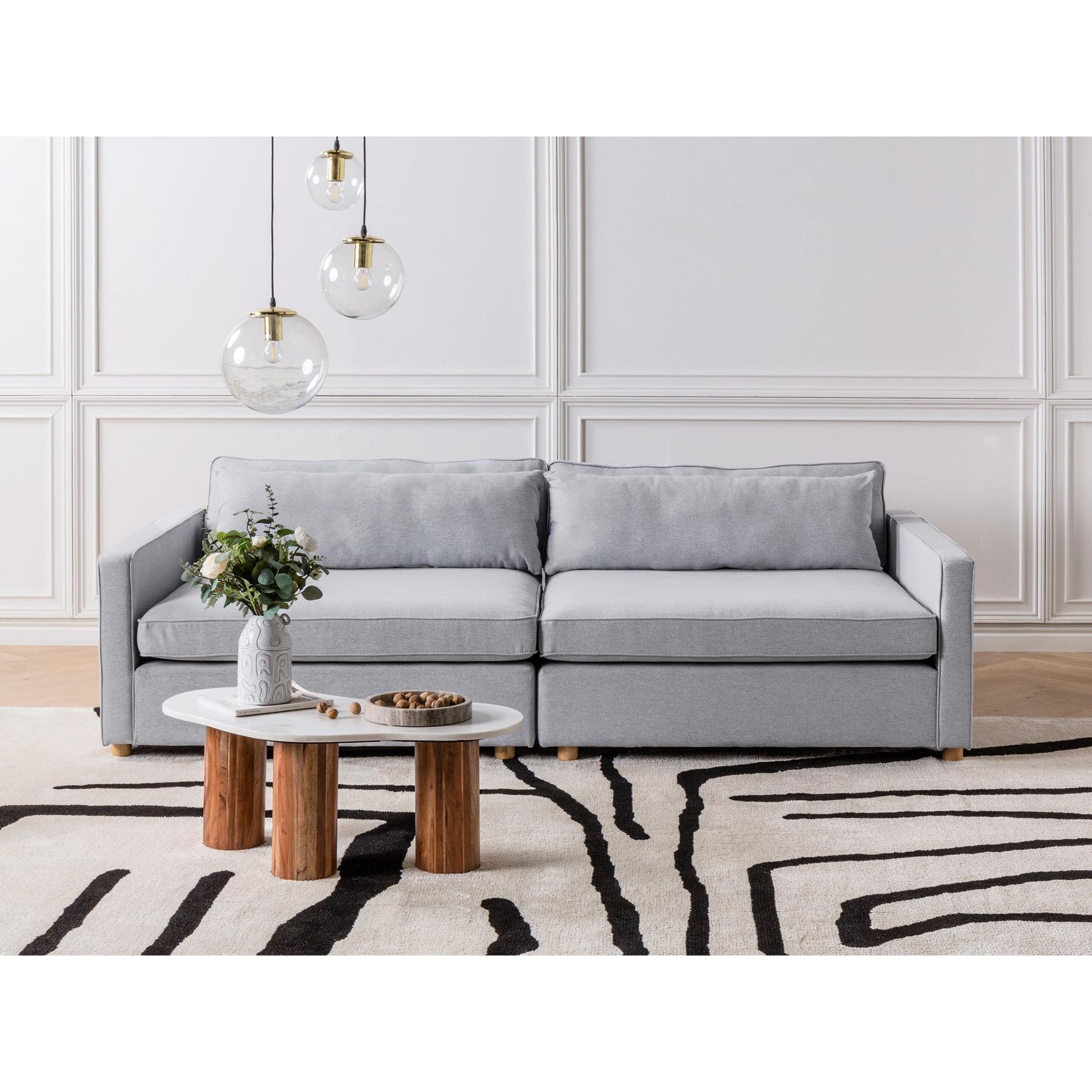Beliani - VINSTRA - Driezitsbank - Grijs - Polyester