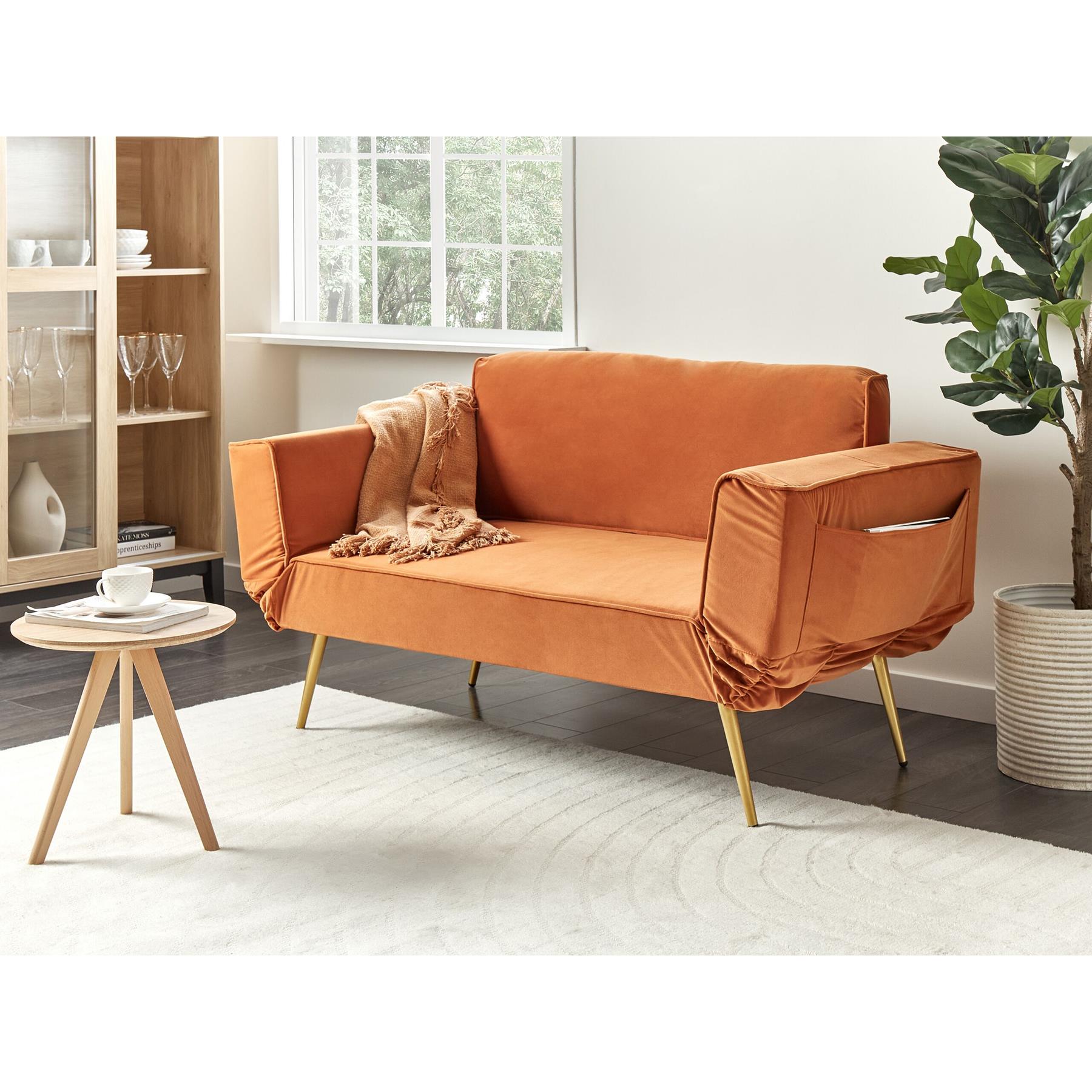 Beliani - SAARELA - Slaapbank - Oranje - Fluweel
