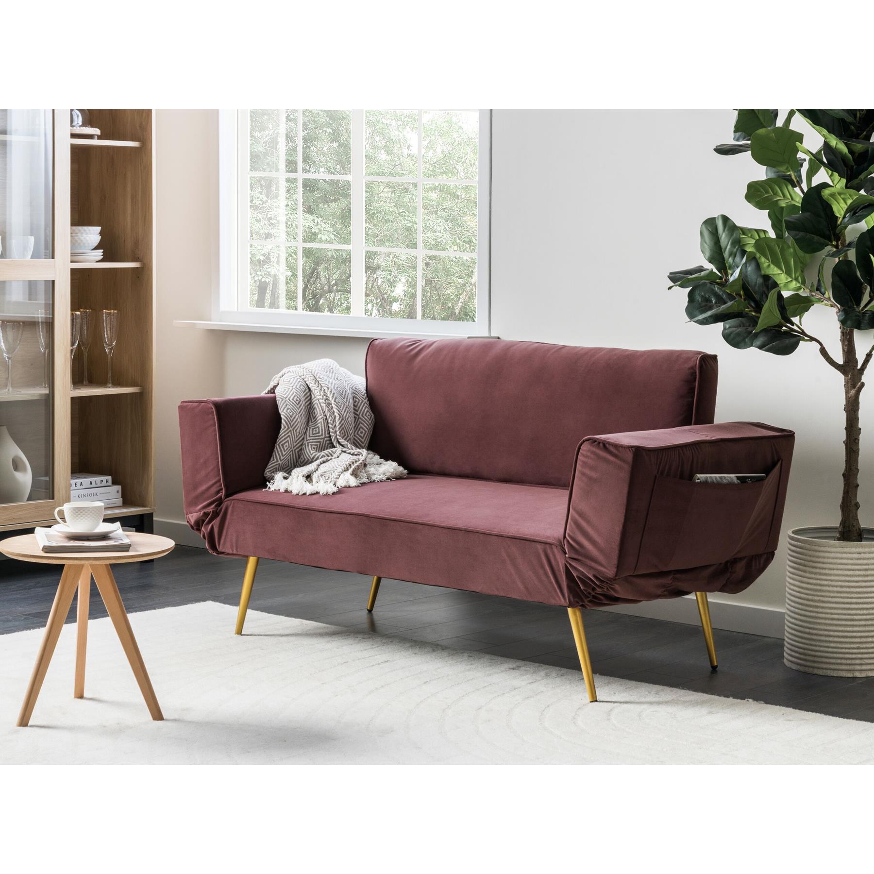 Beliani - SAARELA - Slaapbank - Roze - Fluweel