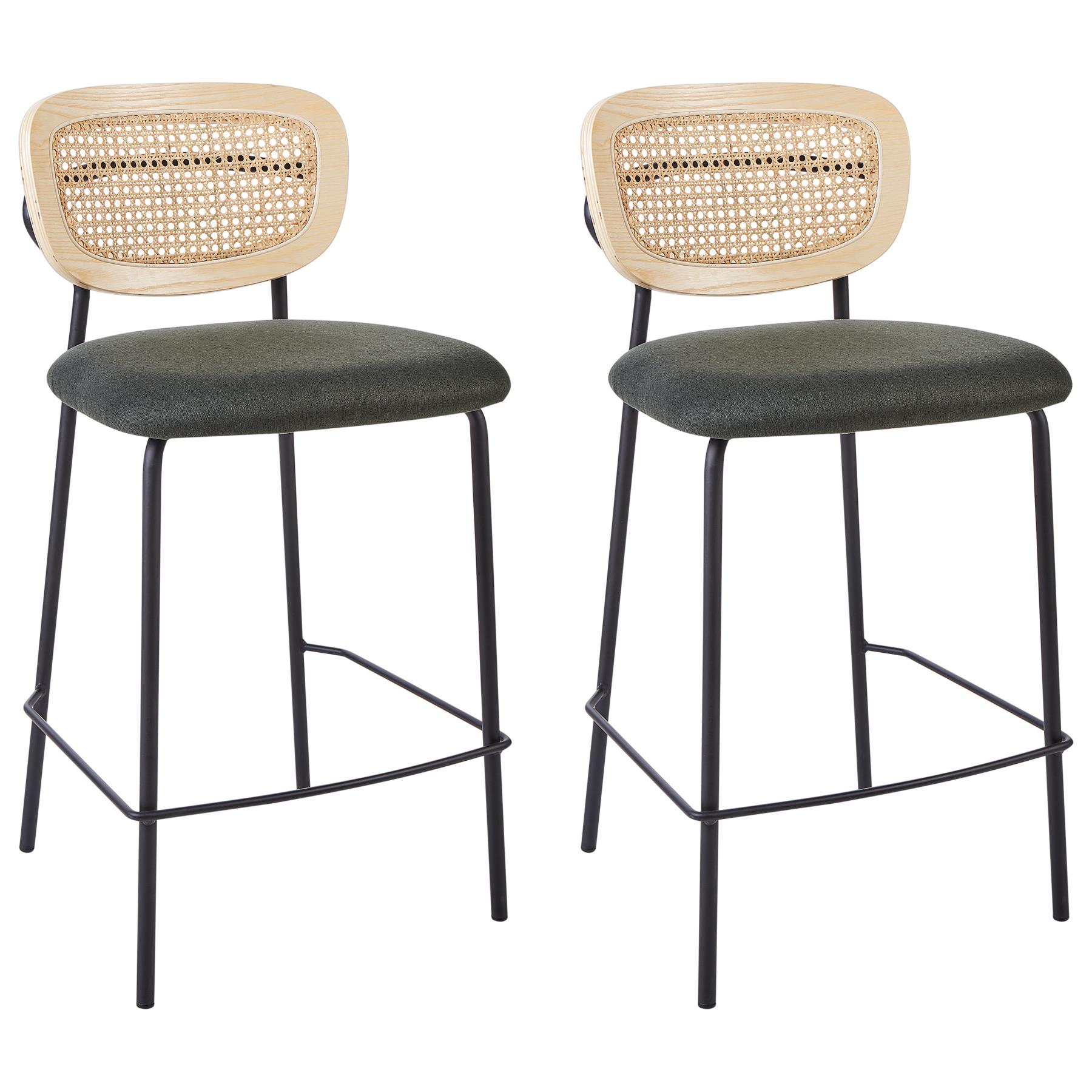 Beliani - MAYETTA - Barkruk set van 2 - Donkergroen - Polyester