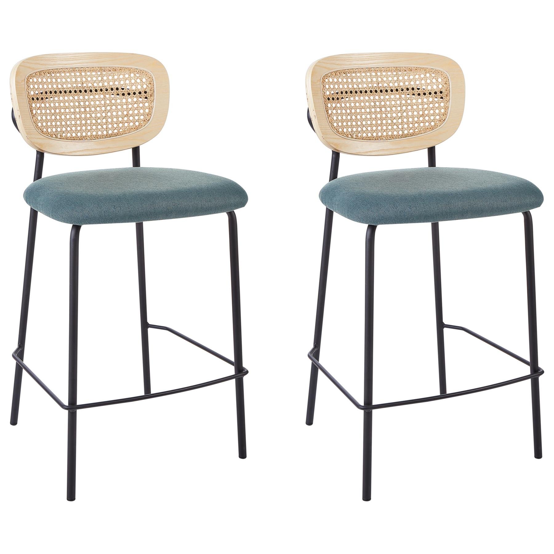 Beliani - MAYETTA - Barkruk set van 2 - Blauw - Polyester