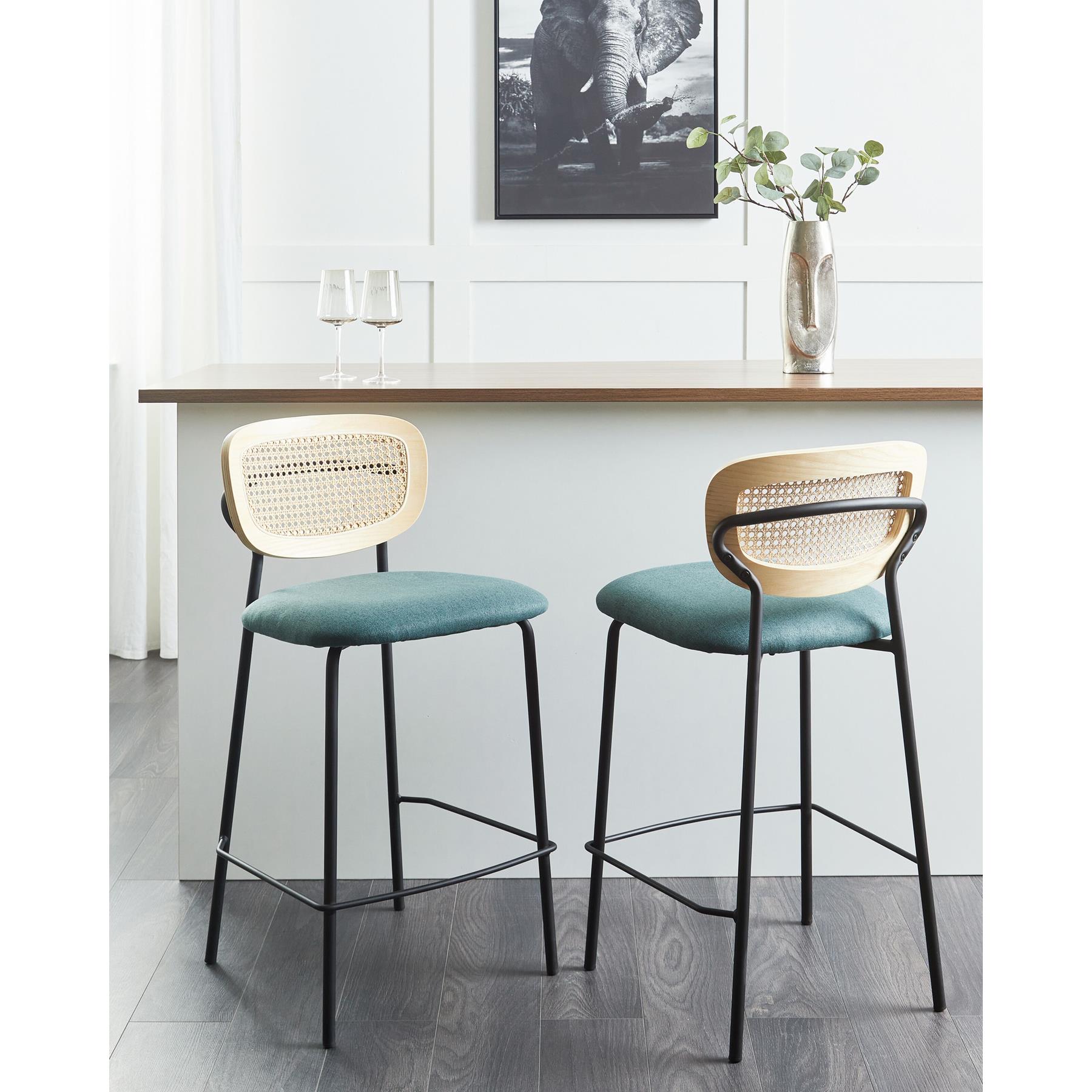 Beliani - MAYETTA - Barkruk set van 2 - Blauw - Polyester