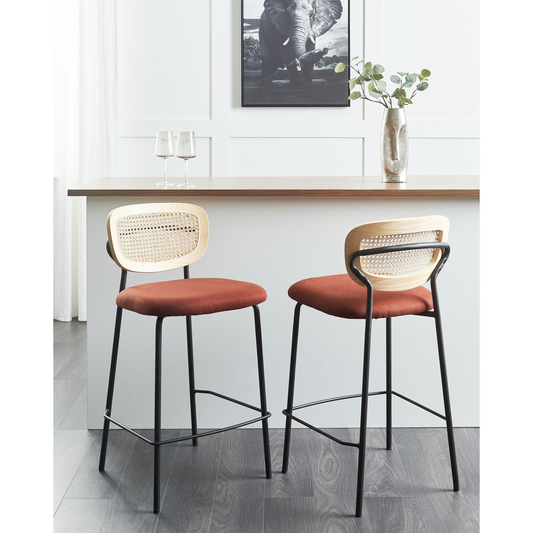 Beliani - MAYETTA - Barkruk set van 2 - Oranje - Polyester