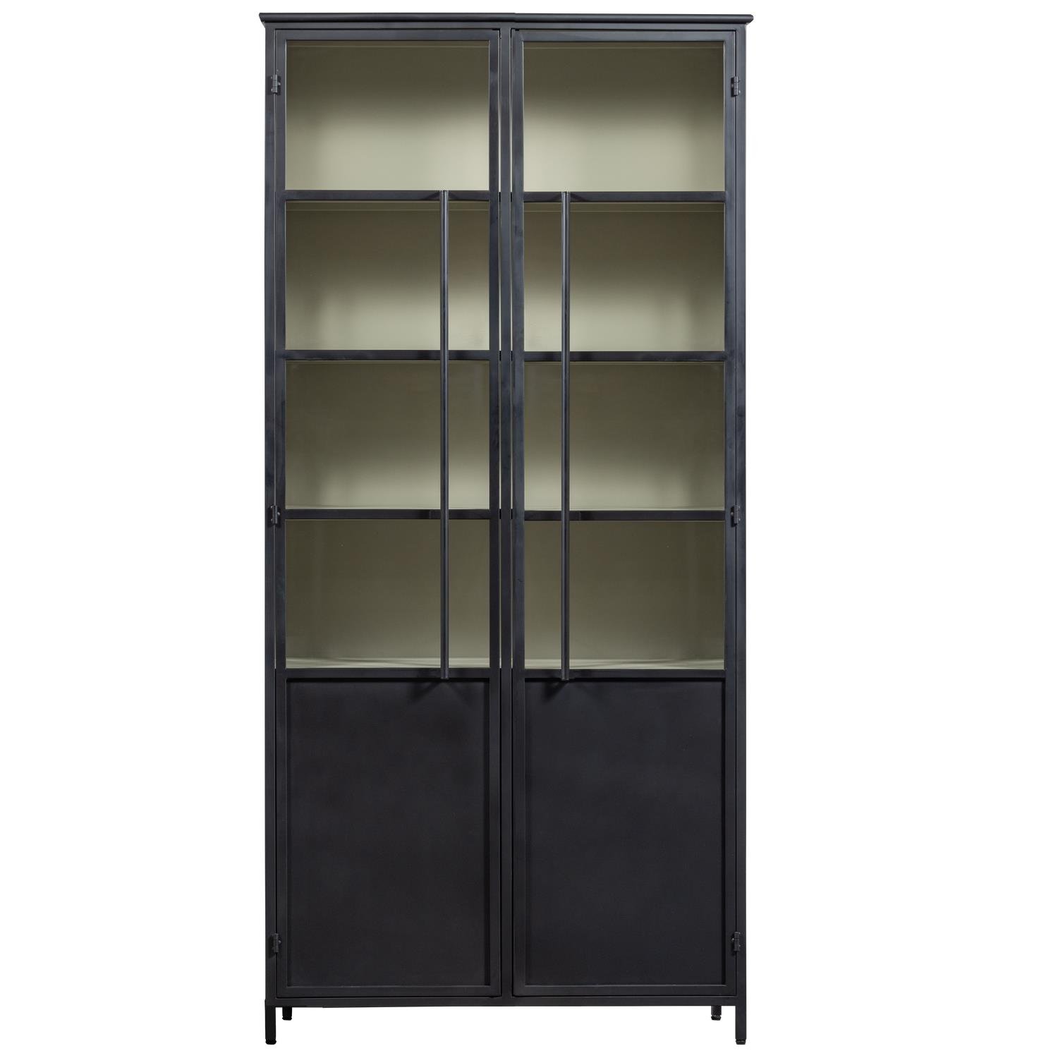 WOOOD 2-deurs vitrinekast XL Exhibit - Metaal - Zwart - 200x99x44 cm
