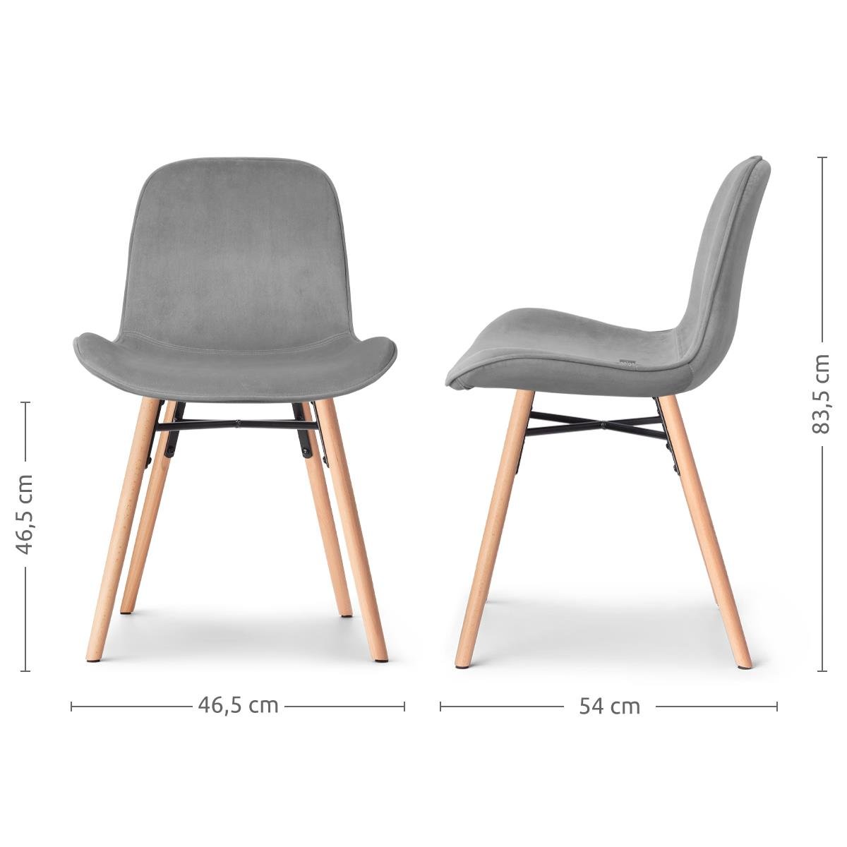 Nolon Nena-Fé Eetkamerstoel Grijs - Velvet - Houten Poten