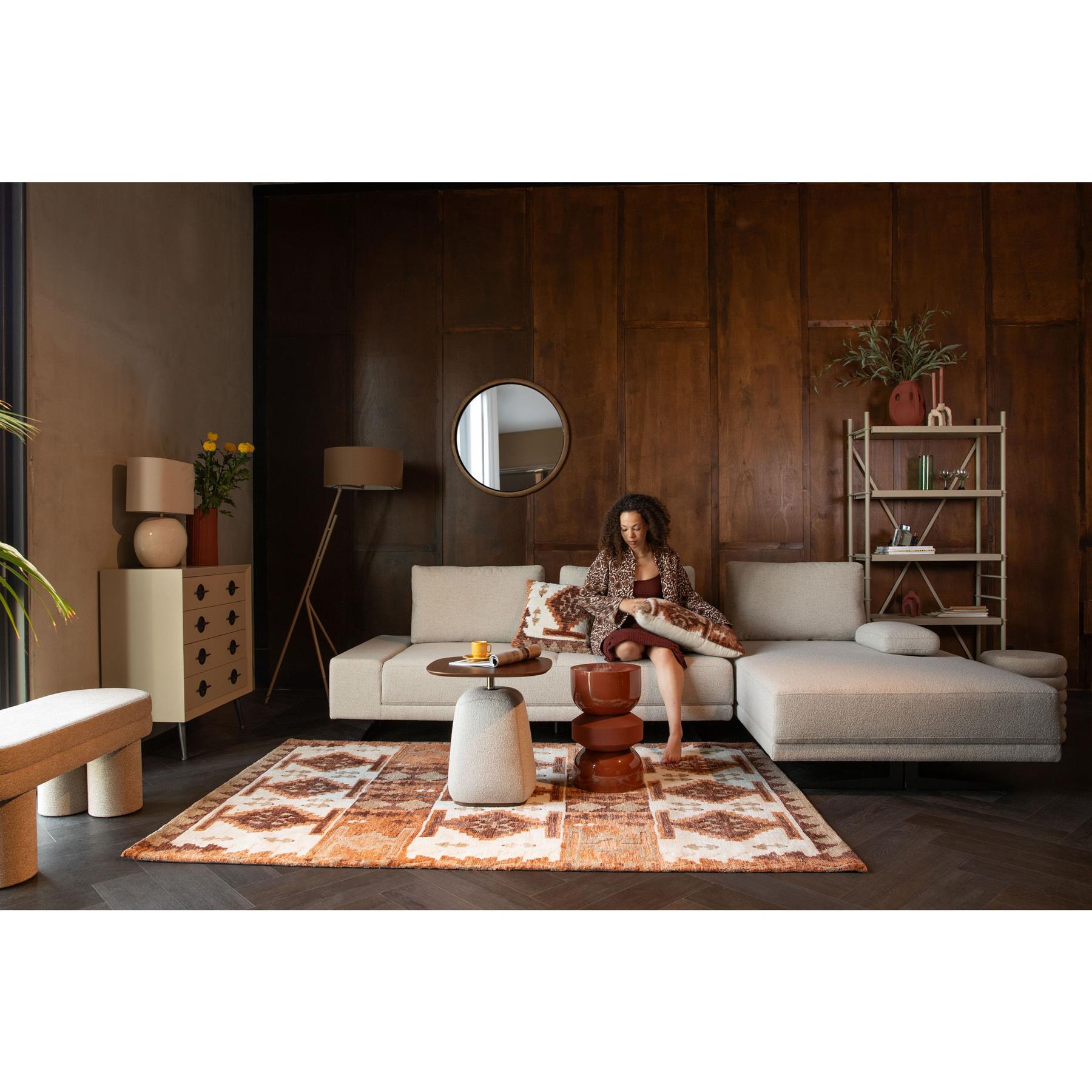 Dutchbone Gale Spiegel| Wandspiegel Rond 80 cm Hout - Bruin