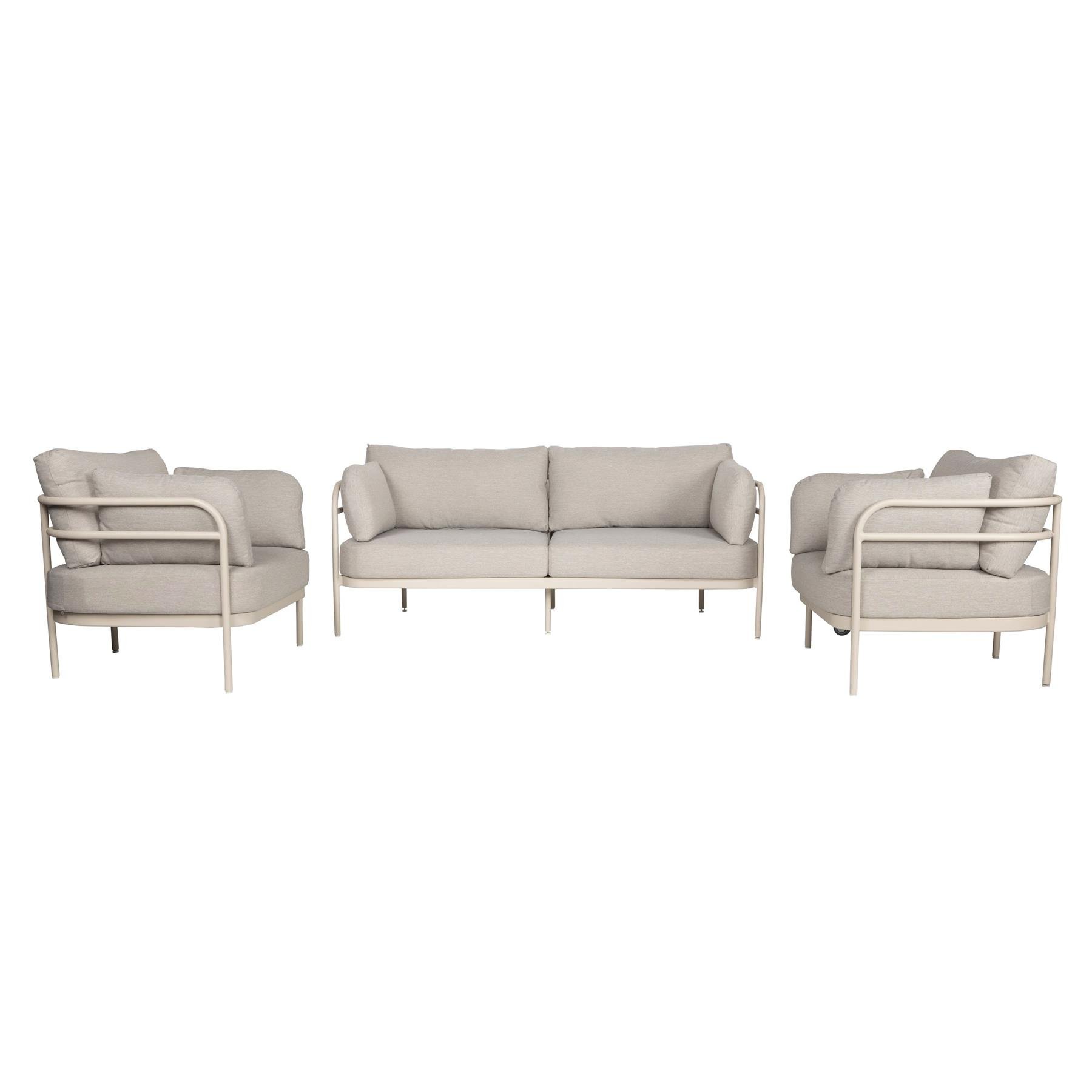 Zuiver Vista Tuin Loungeset bank + 2 fauteuils - Beige