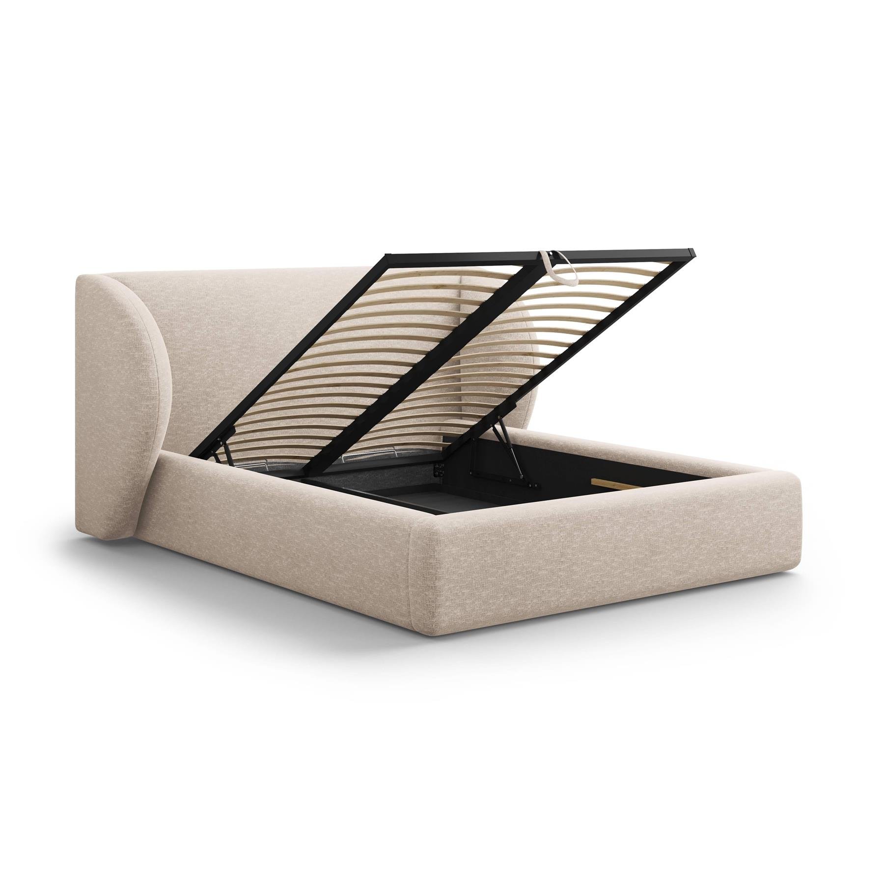 Micadoni Bedframe Miley met Opbergruimte - 200 x 200 cm - Chenille - Beige