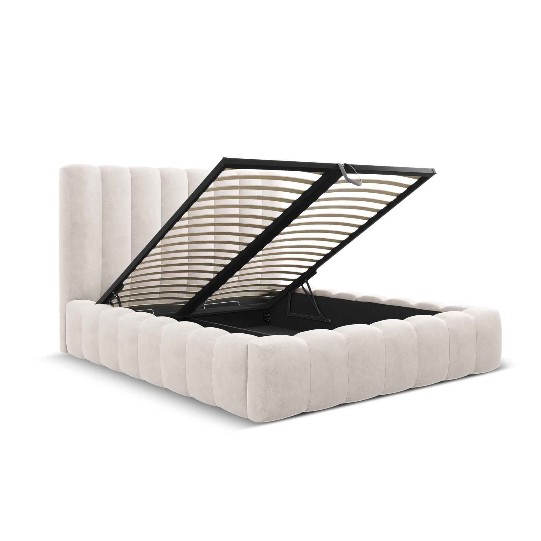 Milo Casa Bedframe Gina met Opbergruimte - 200 x 200 cm - Geweven - Beige
