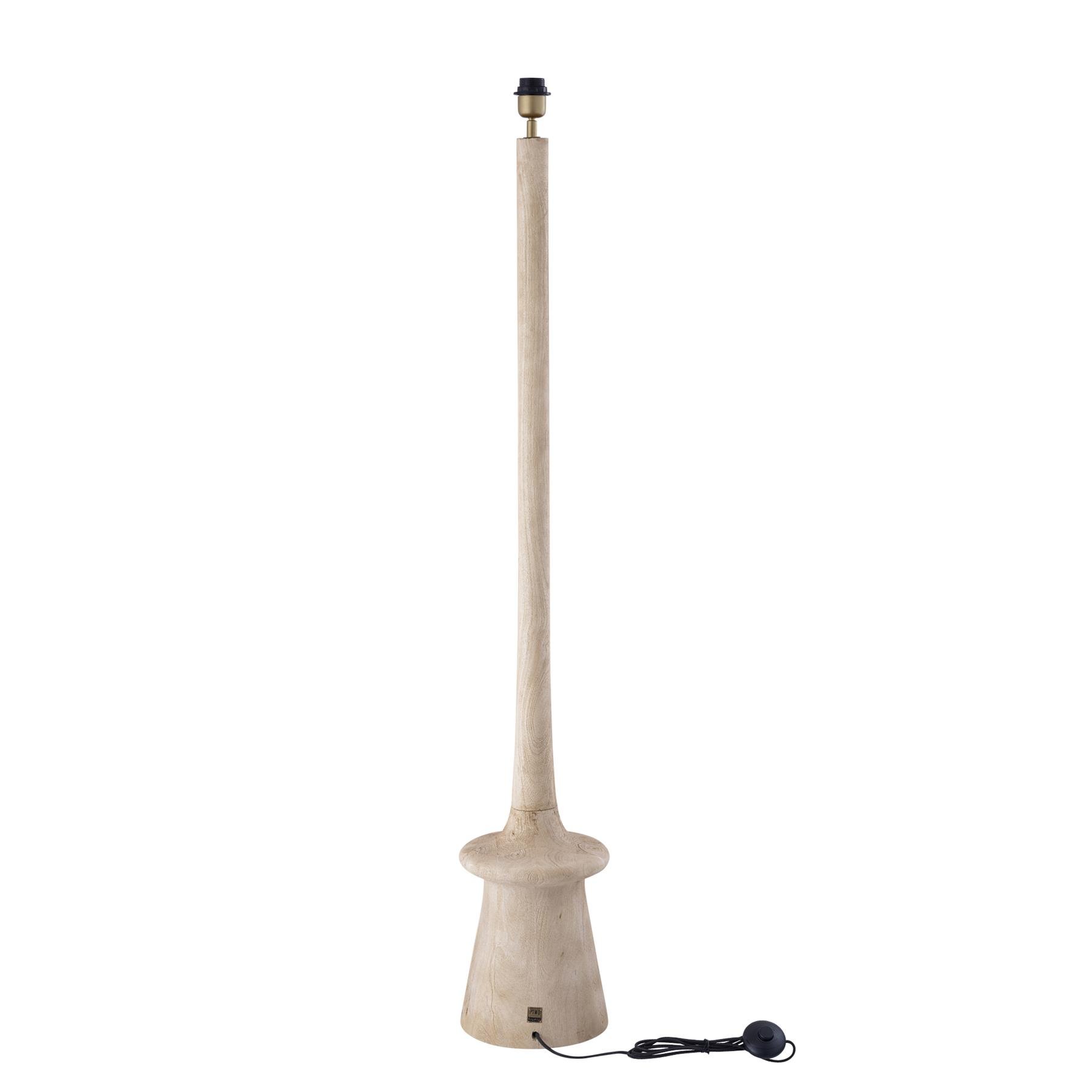 PTMD Caelin Natural mango wood floor lamp narrow round