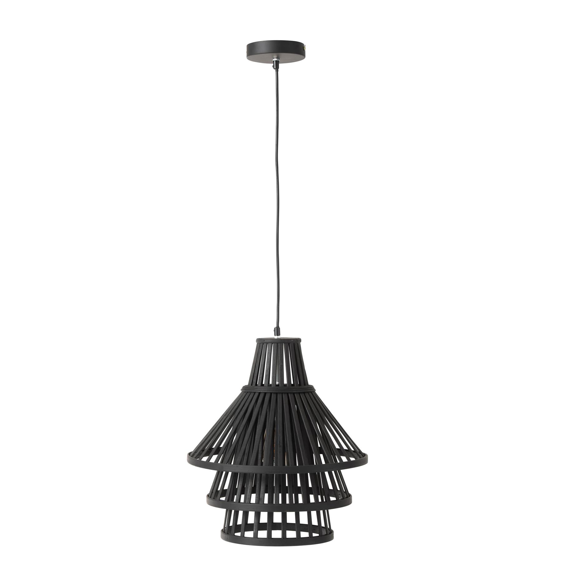 J-Line - Hanglamp Lagen Bamboo Zwart Medium - 30x30x160cm