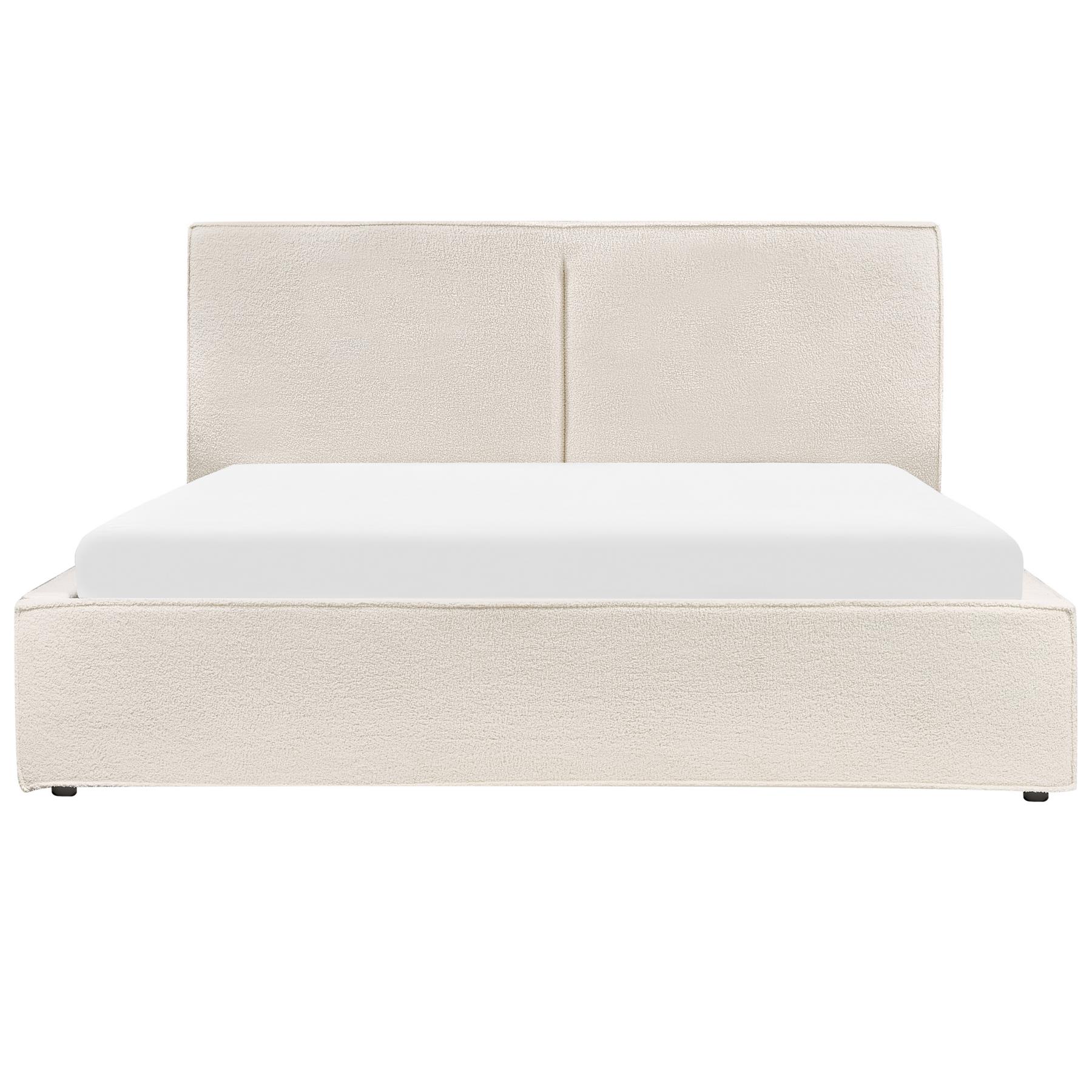 Beliani-MOISSAC-Tweepersoonsbed-Gebroken wit-160 x 200 cm-Polyester