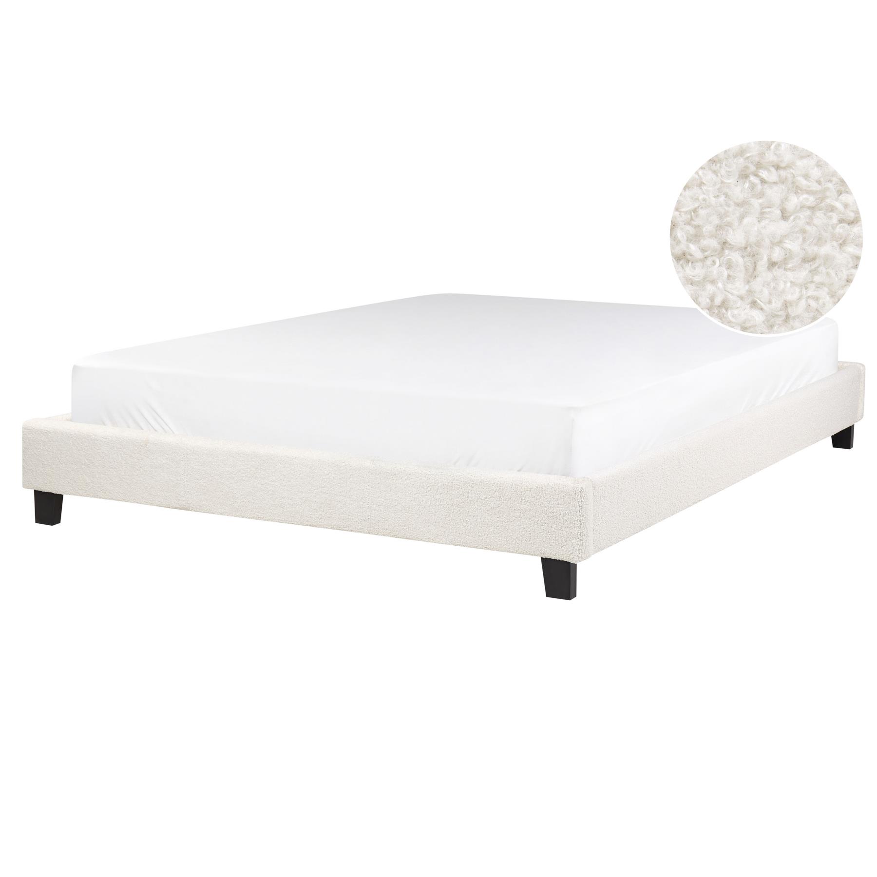 Beliani - ROANNE - Tweepersoonsbed - Crème - 160 x 200 cm - Bouclé