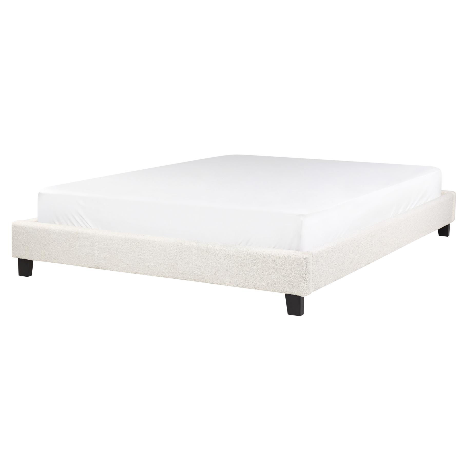 Beliani - ROANNE - Tweepersoonsbed - Crème - 160 x 200 cm - Bouclé