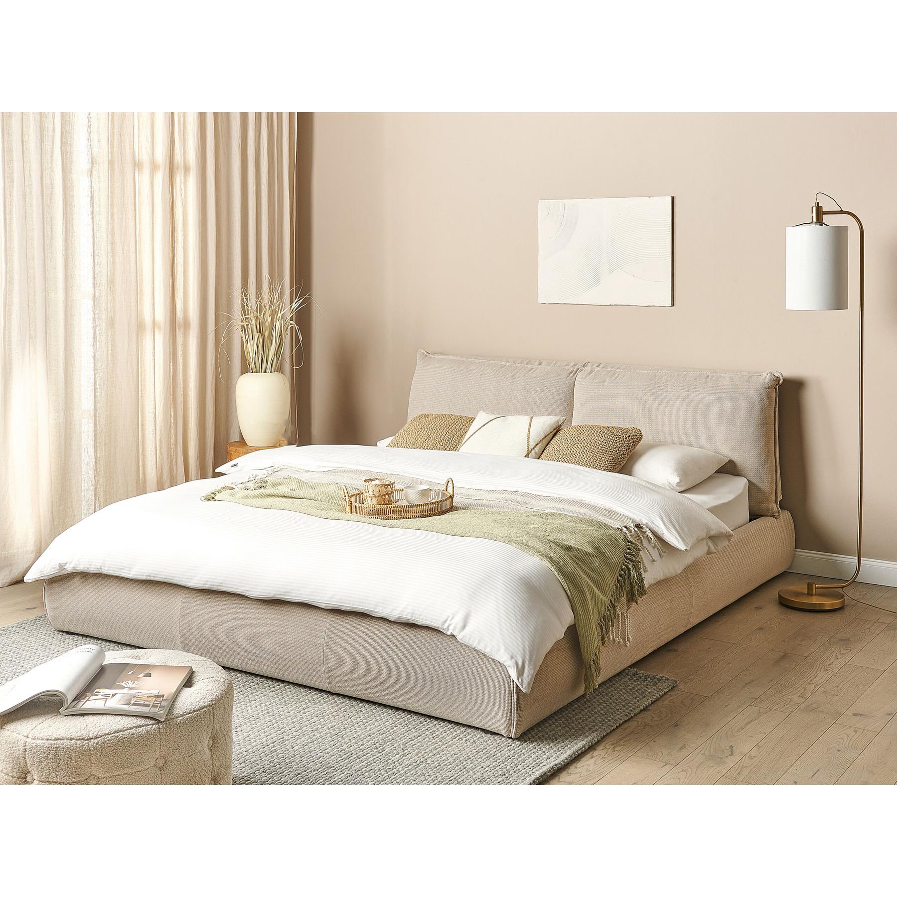 Beliani - VINAY - Tweepersoonsbed - Beige - 180 x 200 cm - Polyester