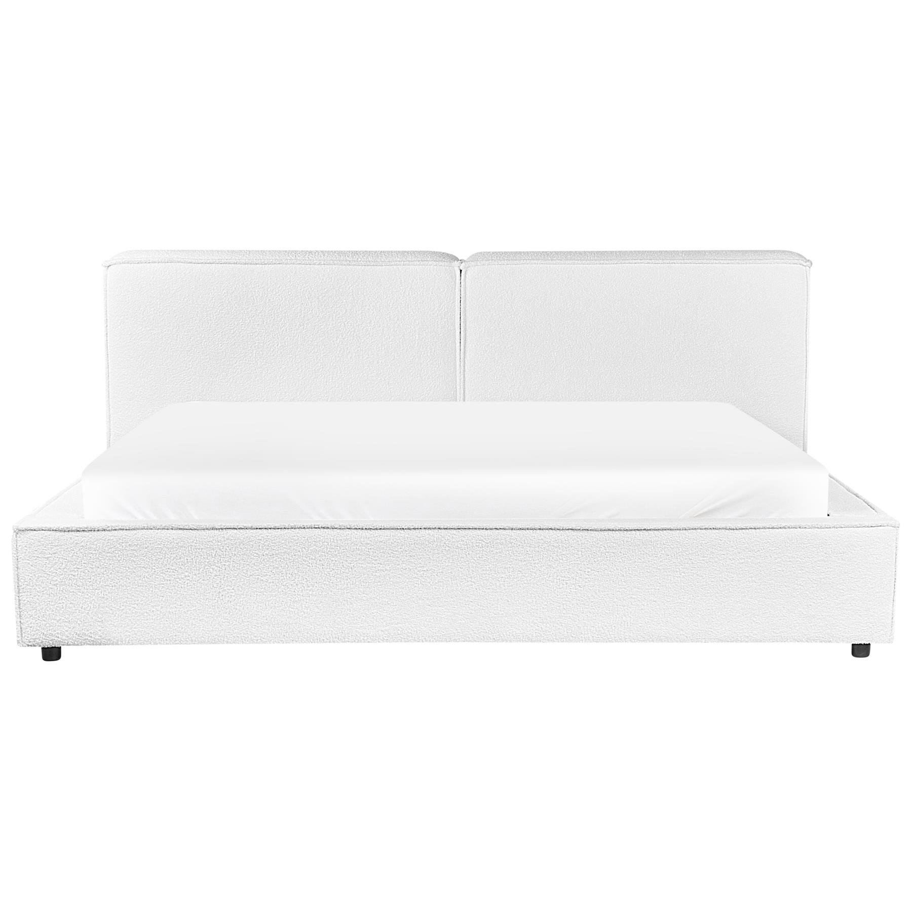 Beliani - LINARDS - Bed - Wit - 180 x 200 cm - Bouclé