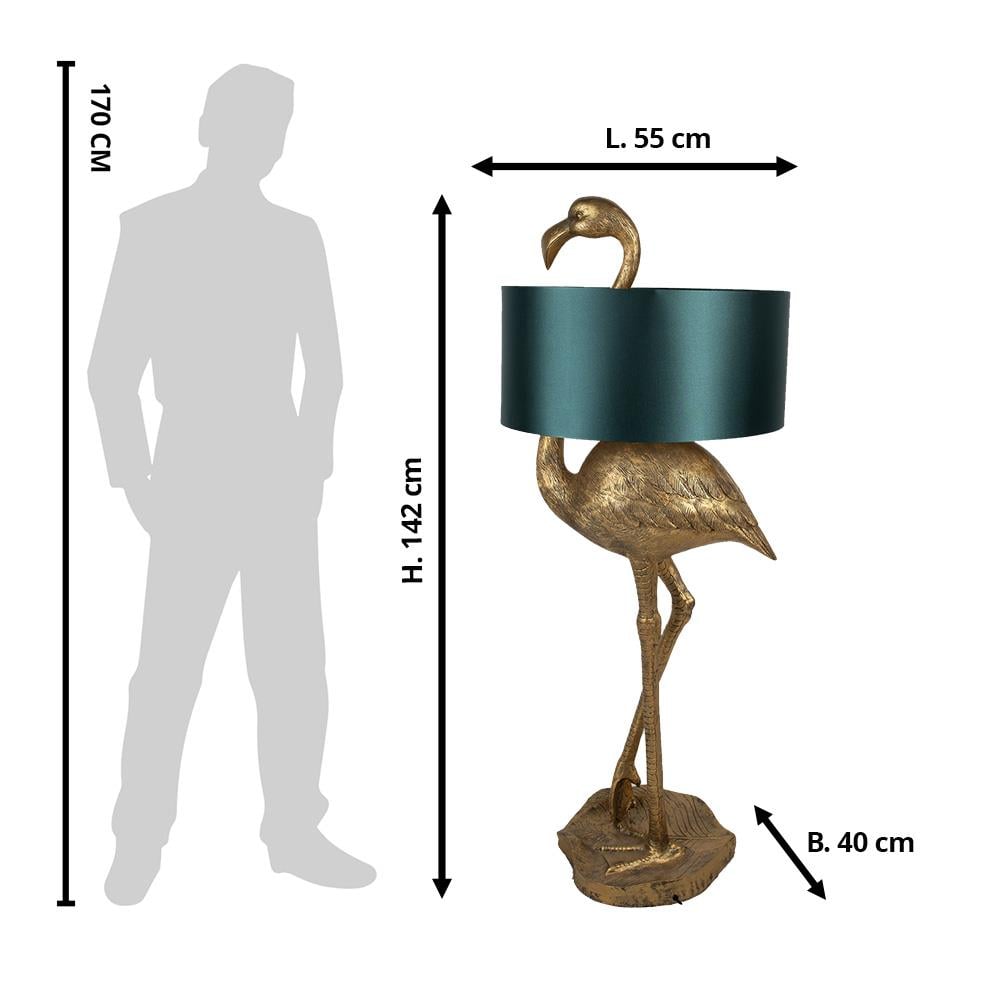 Clayre & Eef Vloerlamp Flamingo 55x40x142 cm  Goudkleurig Groen
