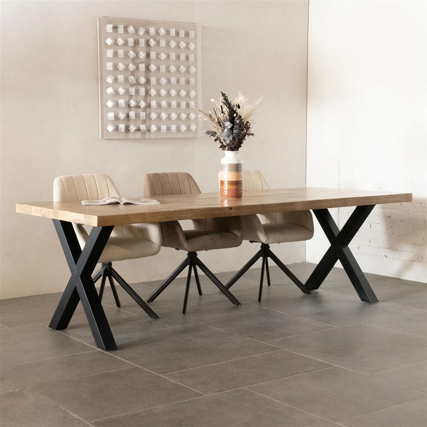Giga Meubel - Eettafel Naturel - Mangohout - 240cm - Eettafel Duncan