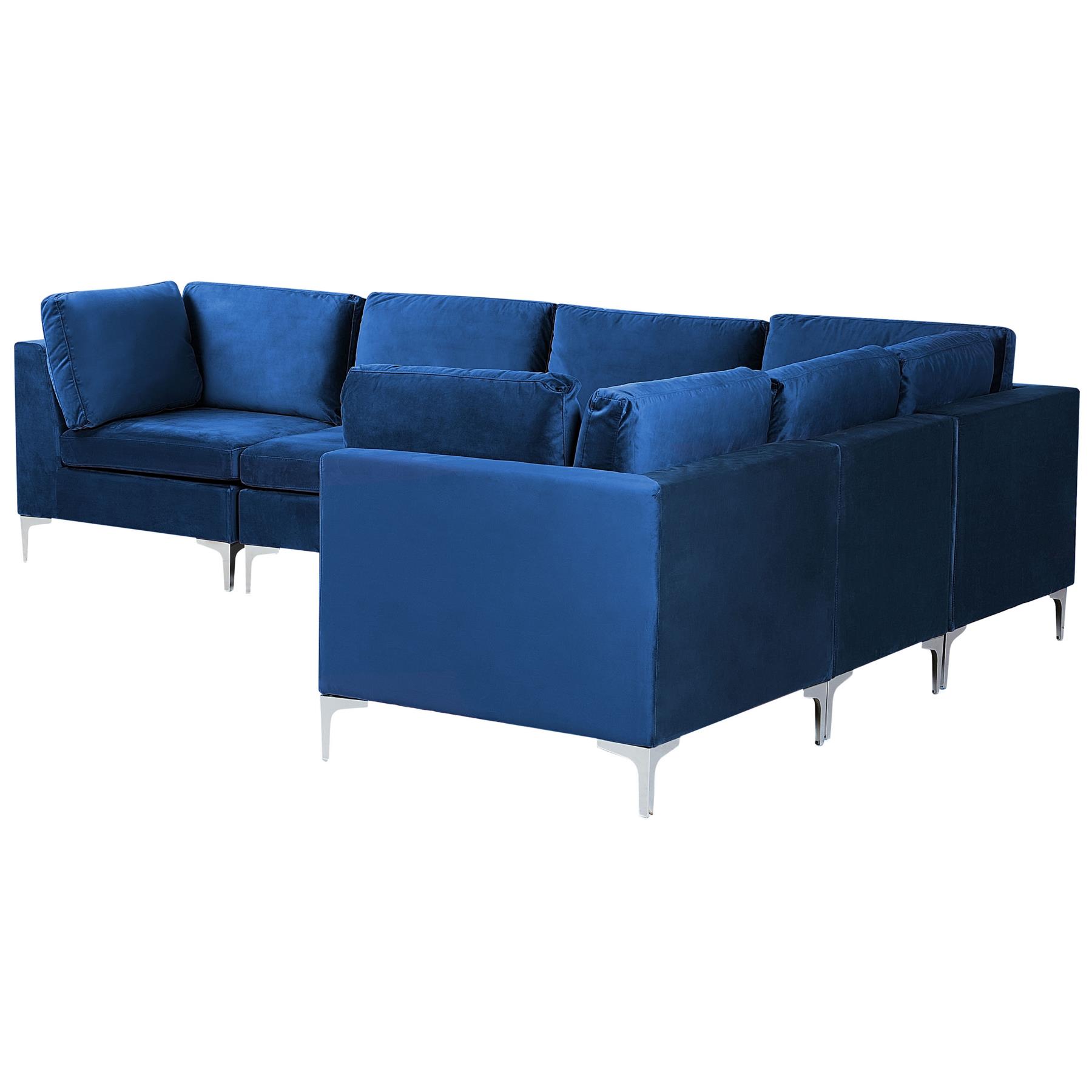 Beliani - EVJA - Hoekbank - Marineblauw - Linkerzijde - Fluweel