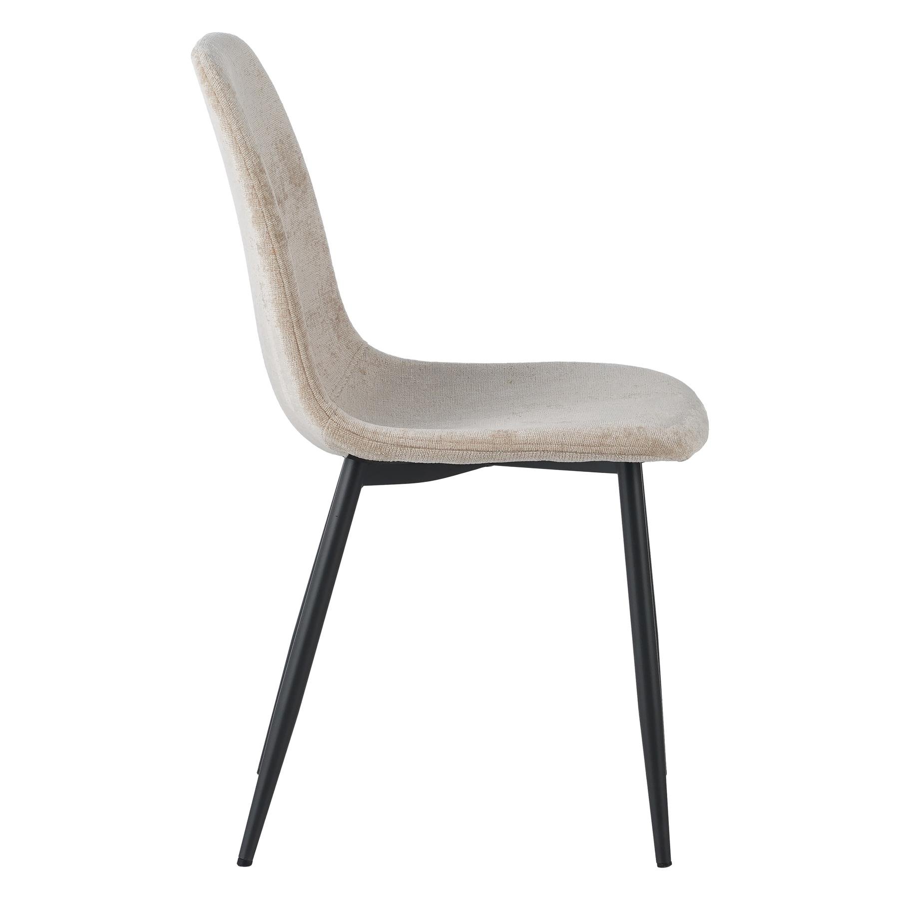 by fonQ basic Sweep Eetkamerstoel Chenille - Set van 4 - Beige