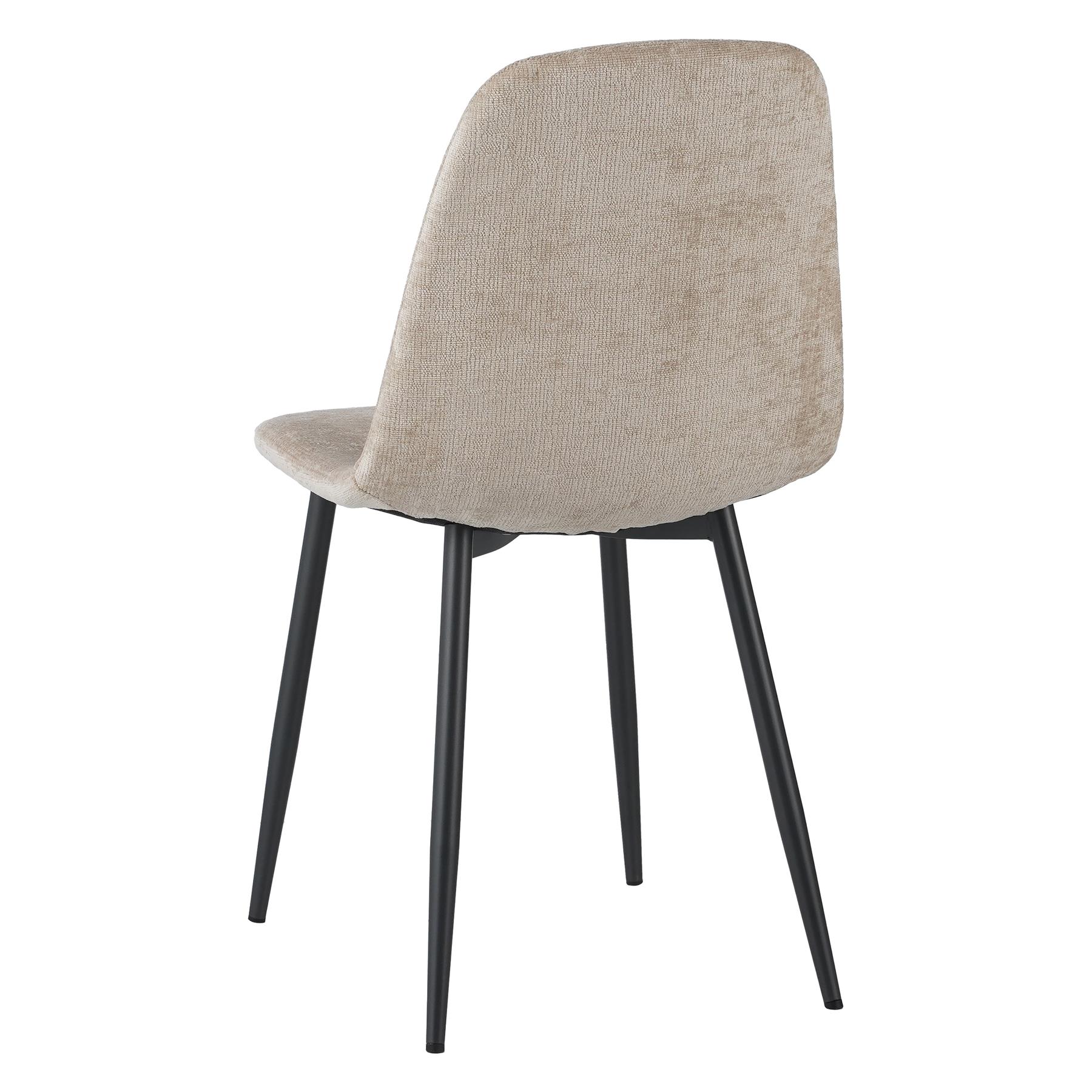by fonQ basic Sweep Eetkamerstoel Chenille - Set van 4 - Beige