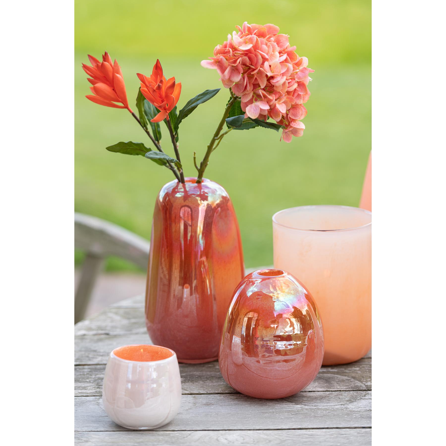 J-line - Vaas Bol Glas Rood Medium - 18.5x15.5x18cm