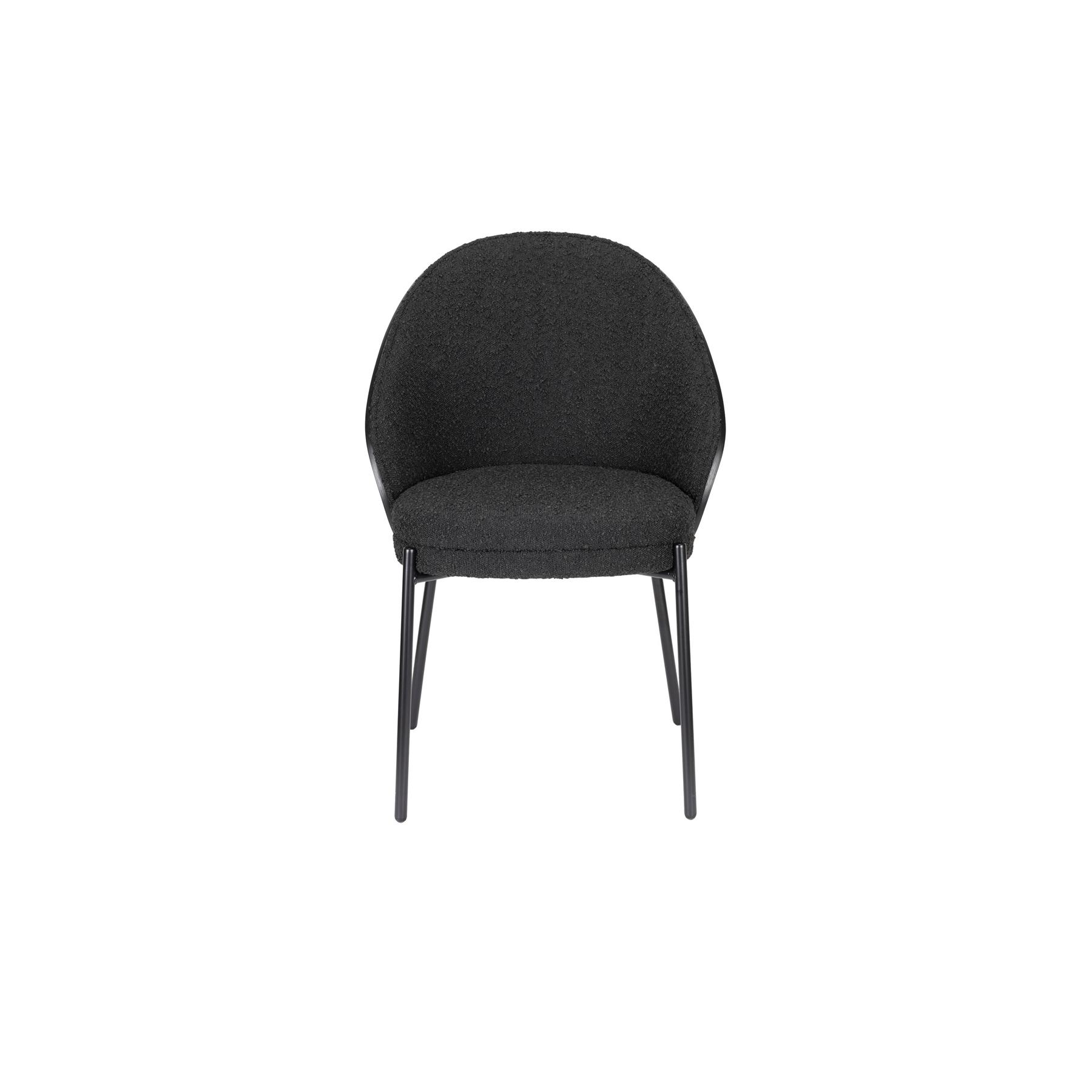 Dutchbone Rodin Eetkamerstoelen Bouclé Zwart - Set van 2