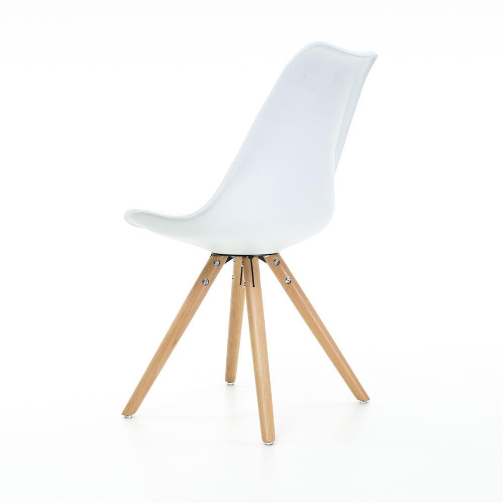 Essence Legno stoel wit - Houten onderstel - Set van 4