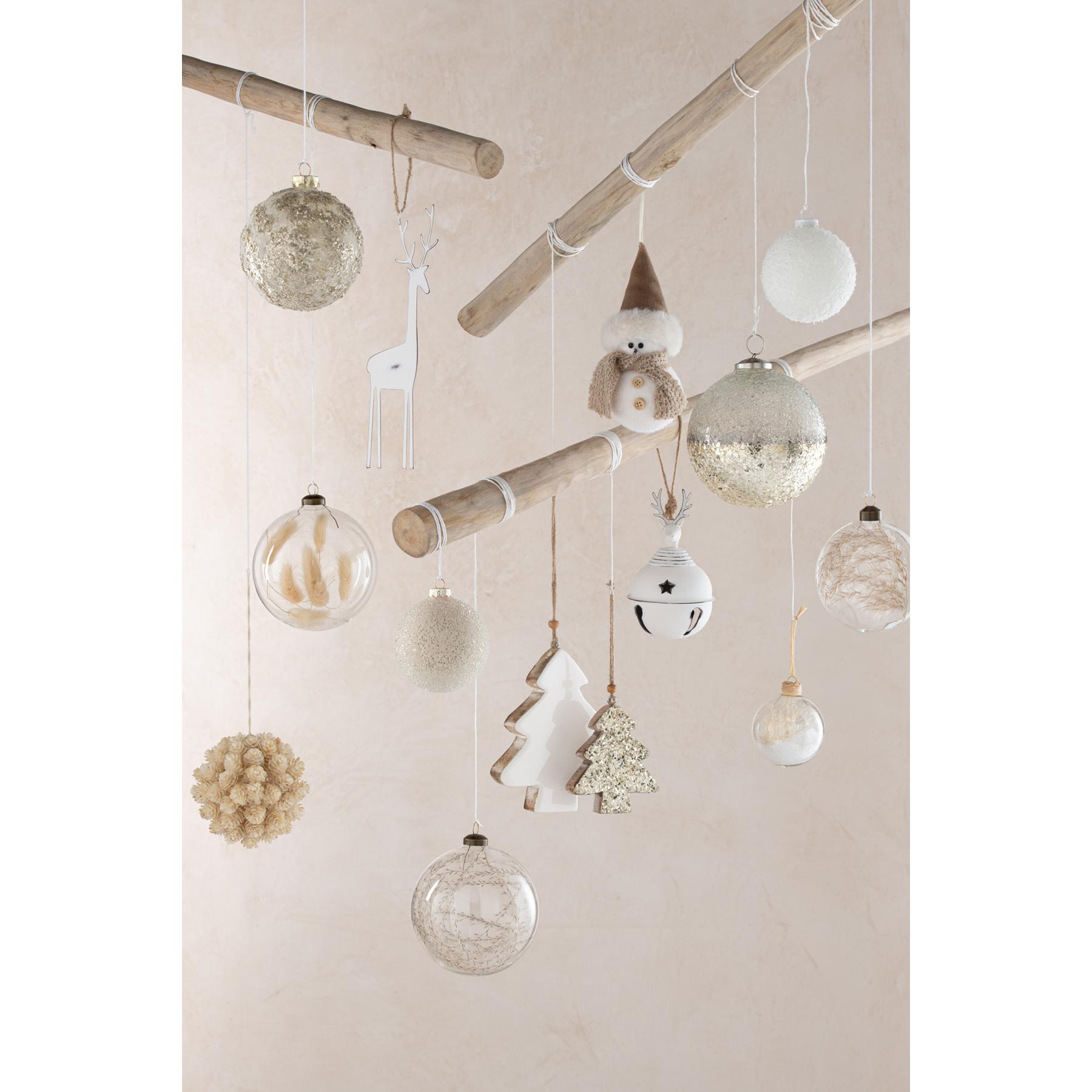 J-Line kerstbal Gebroken - glas - zilver - large - 6 stuks