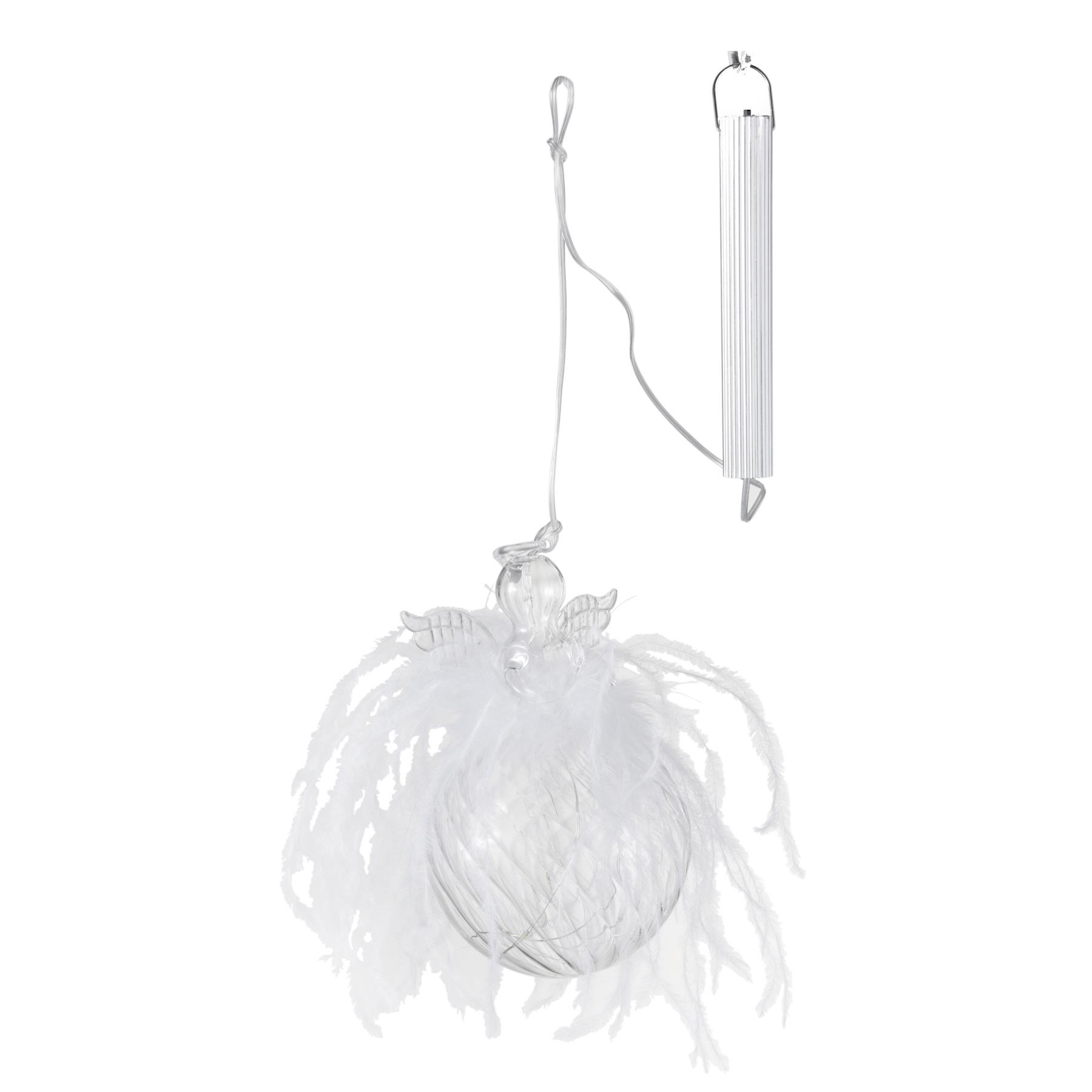 J-Line kerstbal Engel - pluim|glas - large - LED lichtjes
