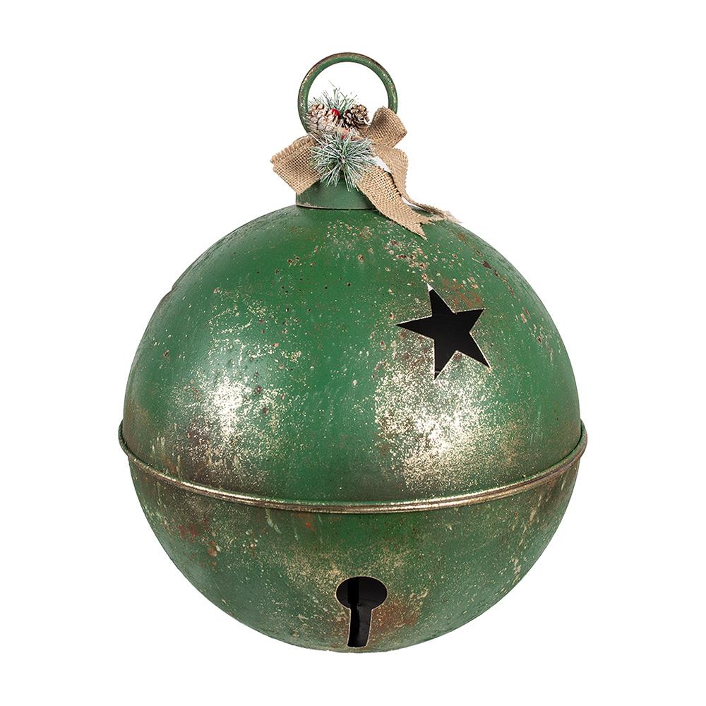 Clayre & Eef Kerstbal Ø 41x51 cm Groen Metaal Kerstdecoratie