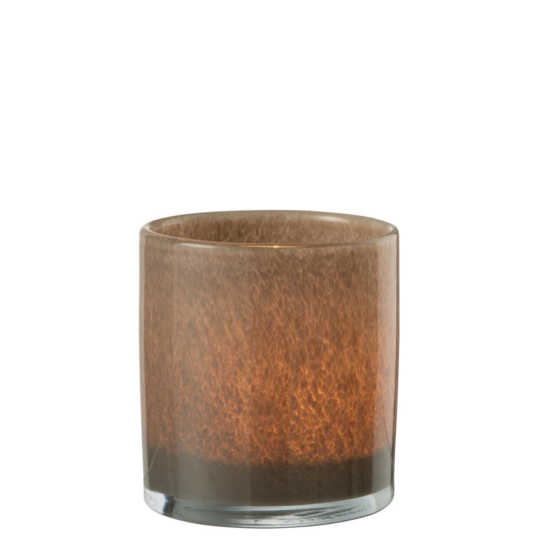 J-Line theelichthouder Jade - glas - bruin - medium